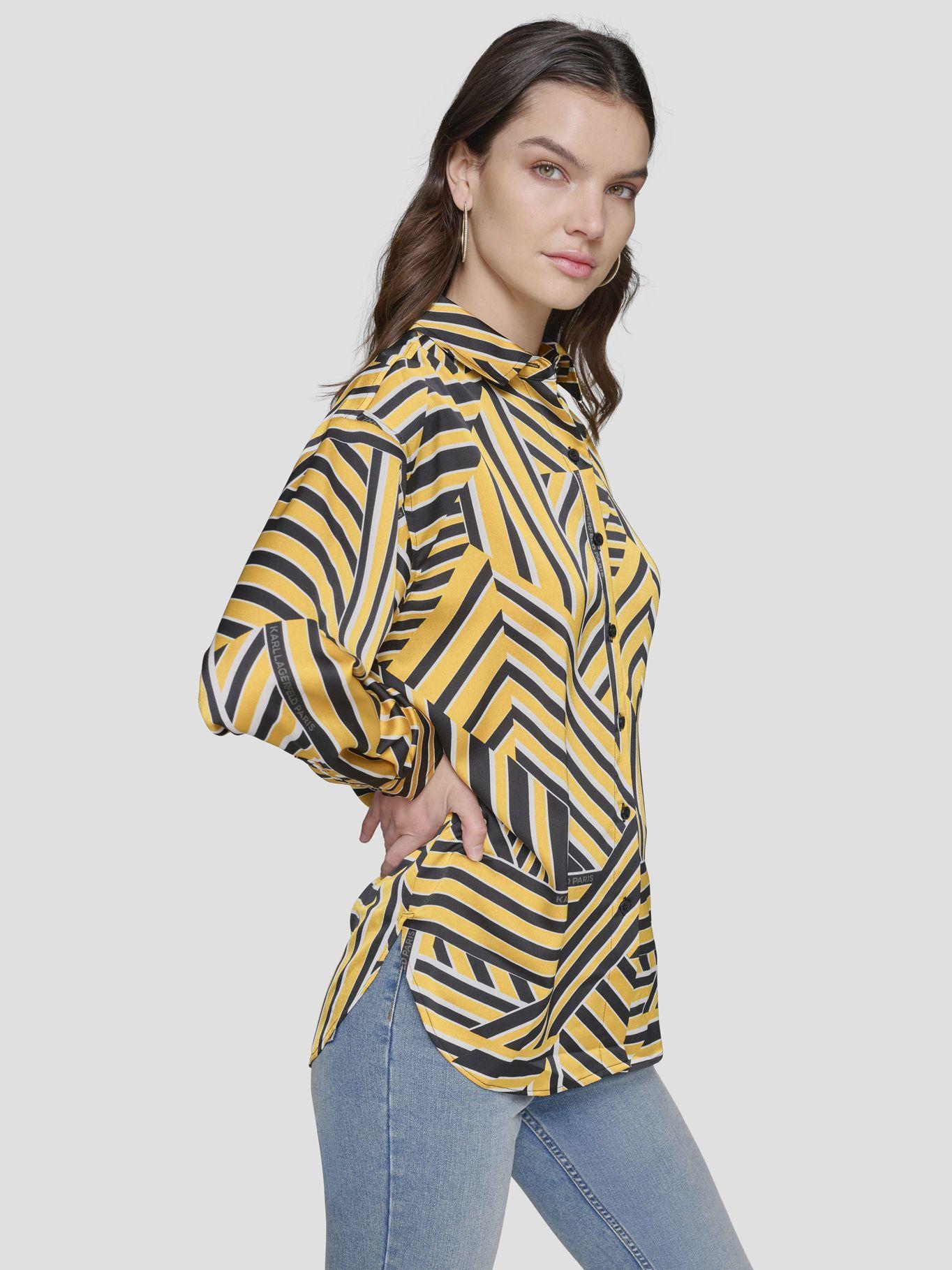 Blusa con print geométrico Amarilla-1
