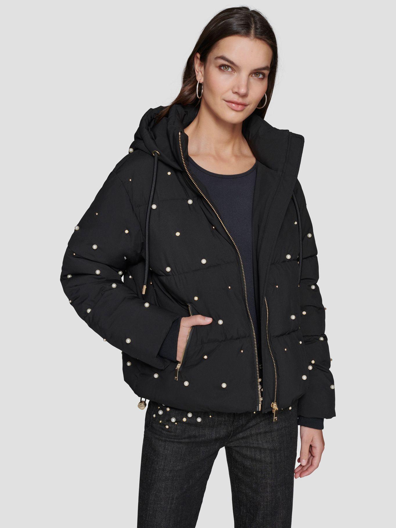 Chaqueta corta con diseño de perlas-0