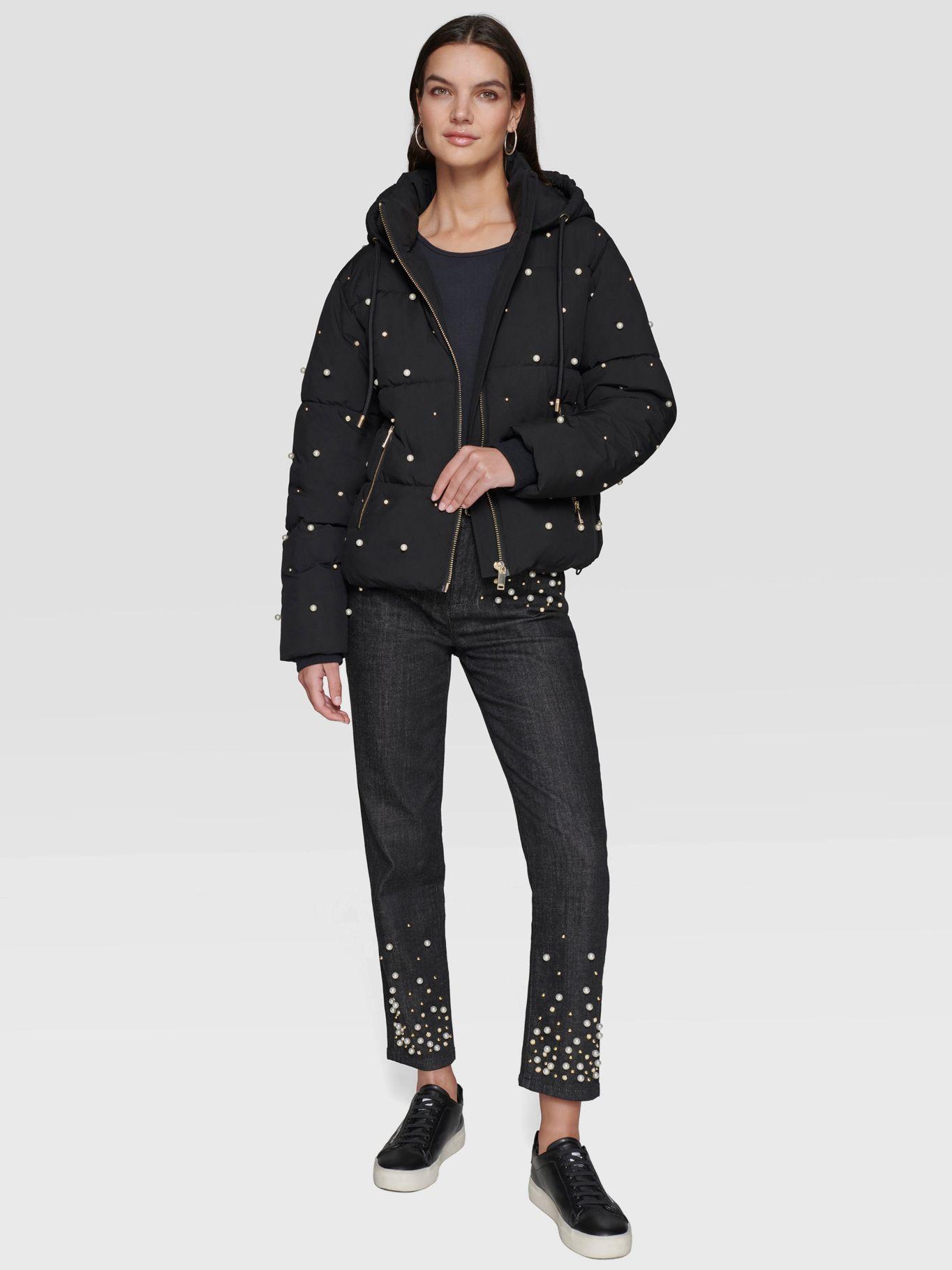 Chaqueta corta con diseño de perlas-1