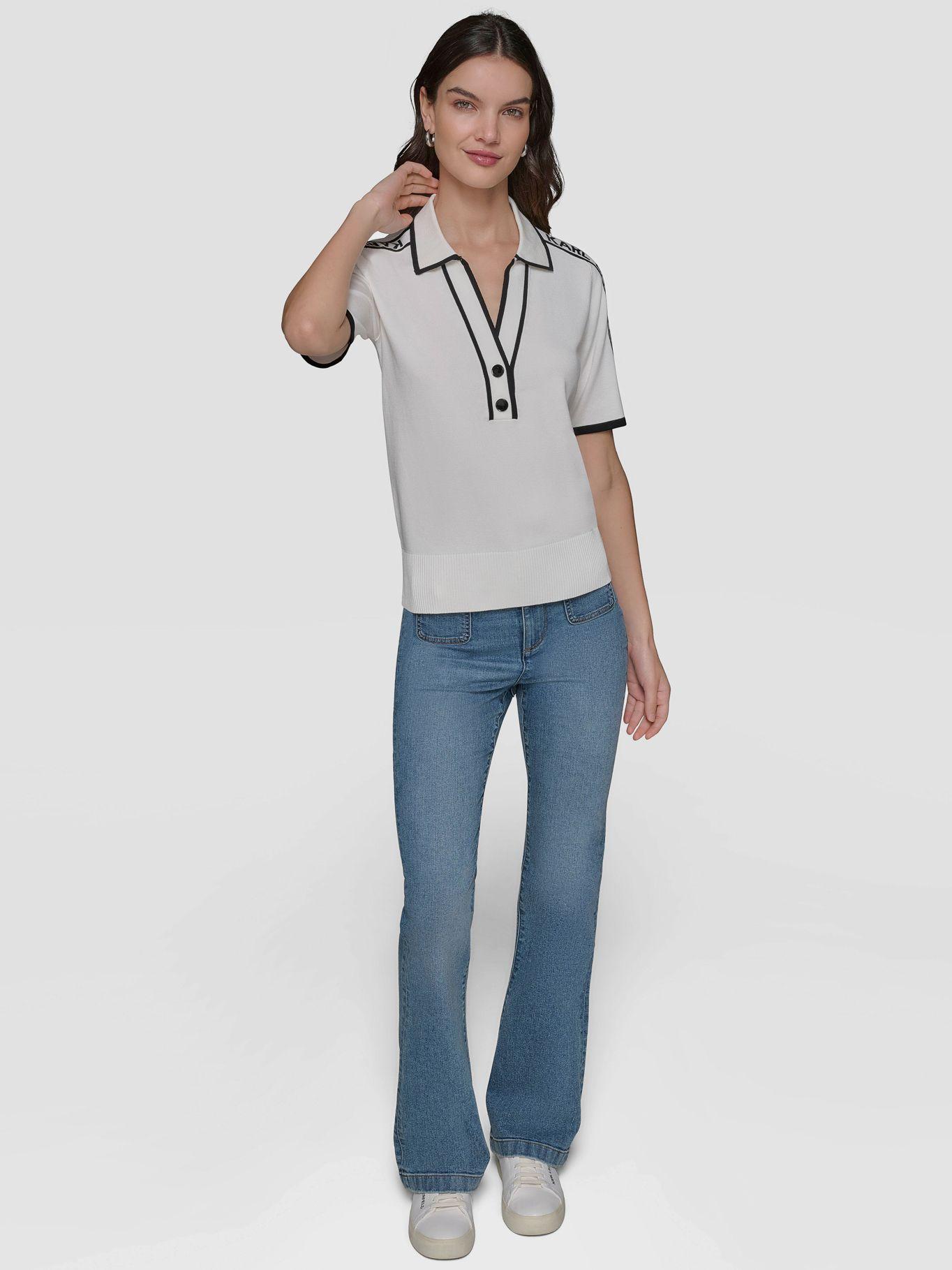 Sweater tipo polo con logotipo Blanco-3