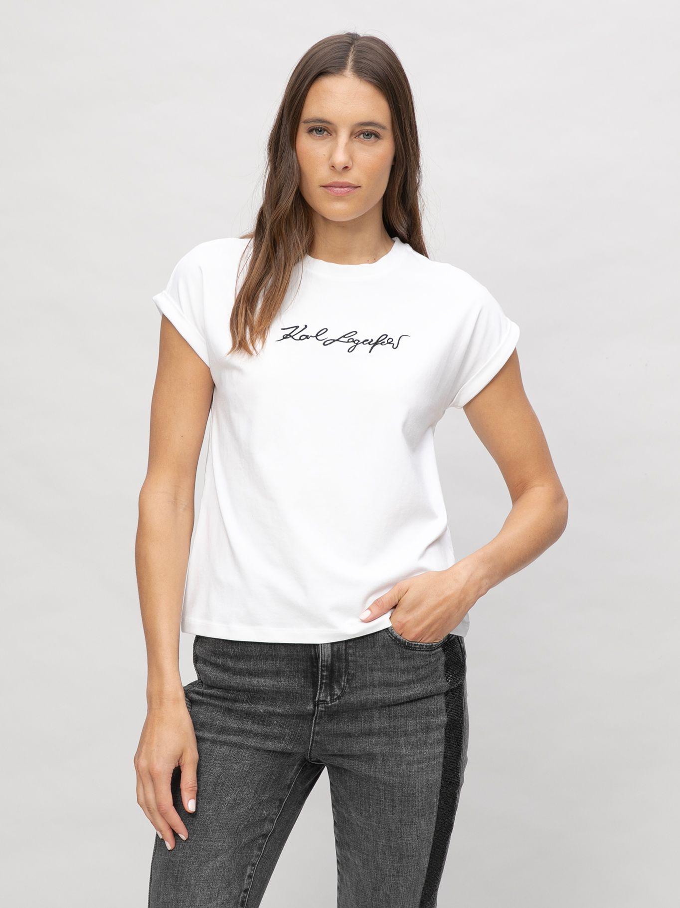 Polera sin mangas con estampado de Karl Blanco Karl-0