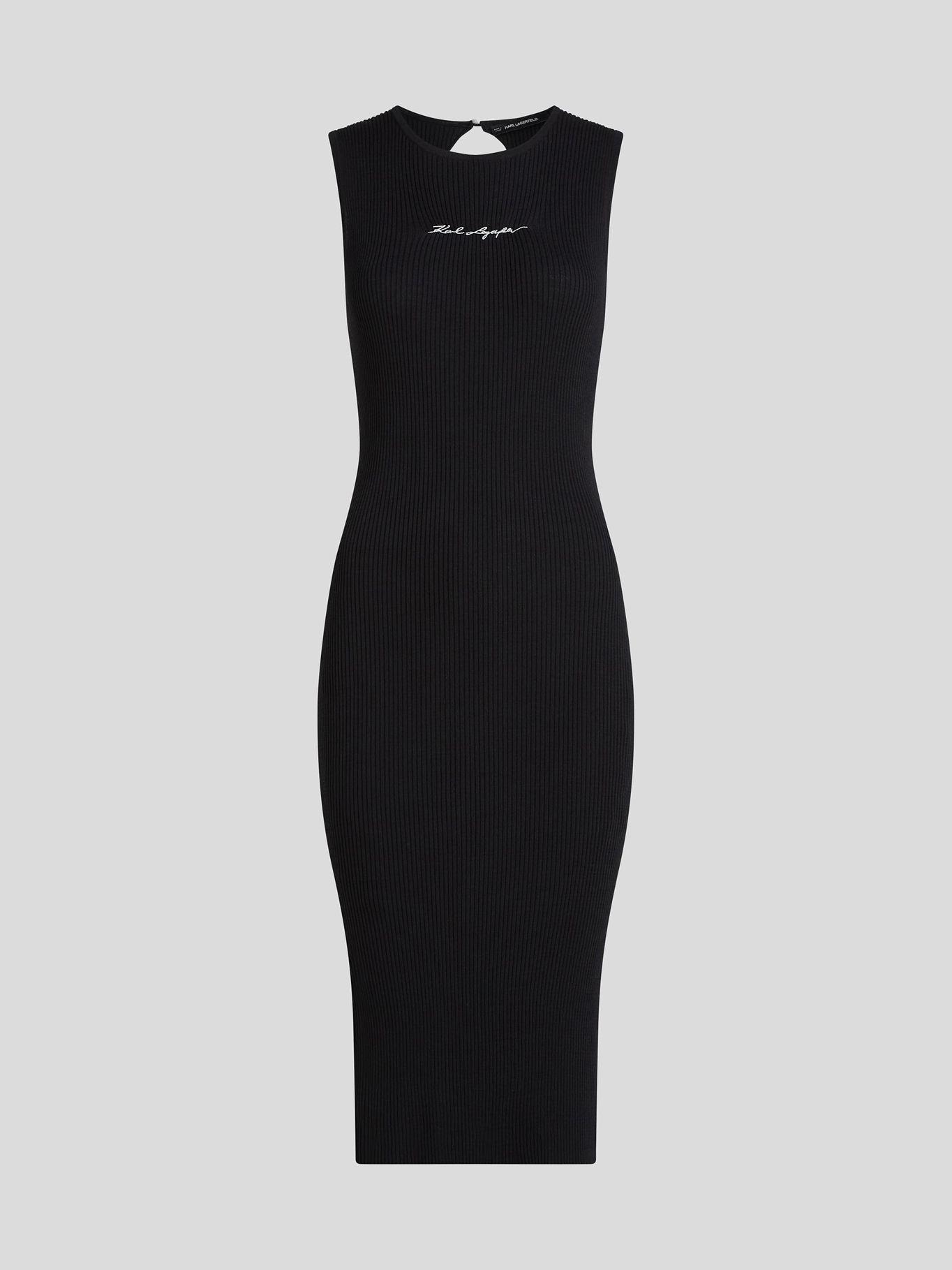 Vestido de punto con firma bordada Negro Karl Lagerfeld-0