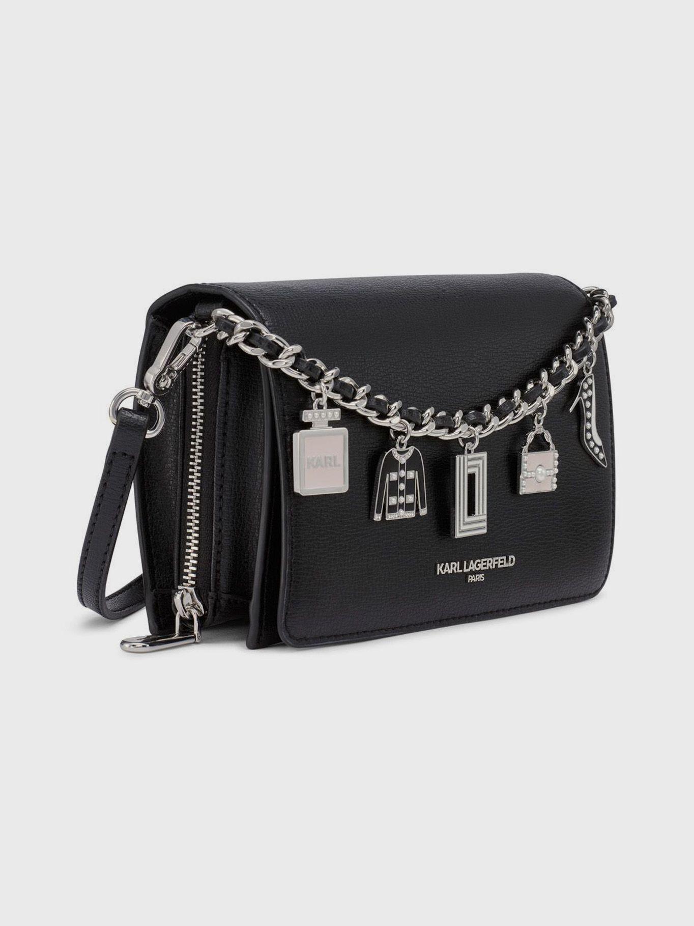 Cartera cruzada con cadena de dijes - Lourdes Negra-2