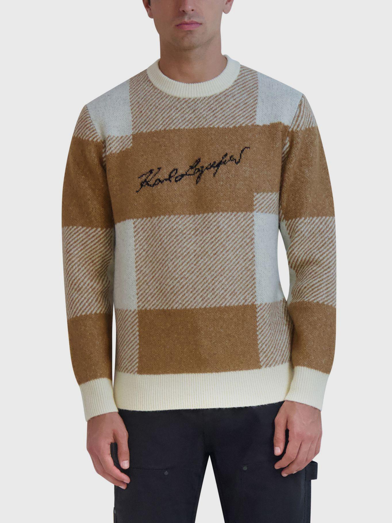 Sweater cuadros grandes con la firma de KARL-0