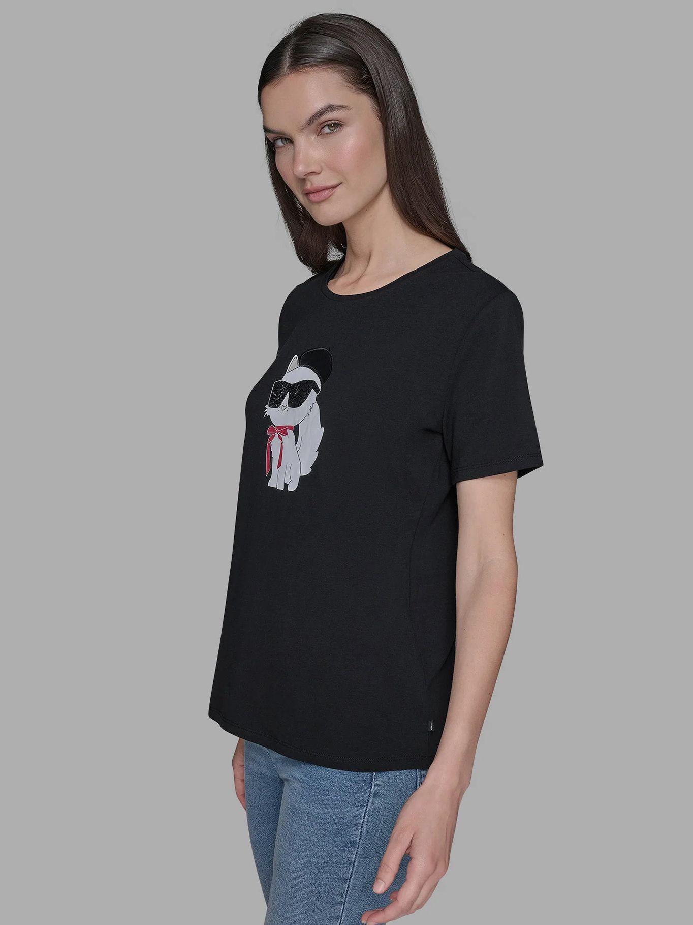 Polera estampado logo Choupette estilo parisino Negro-3