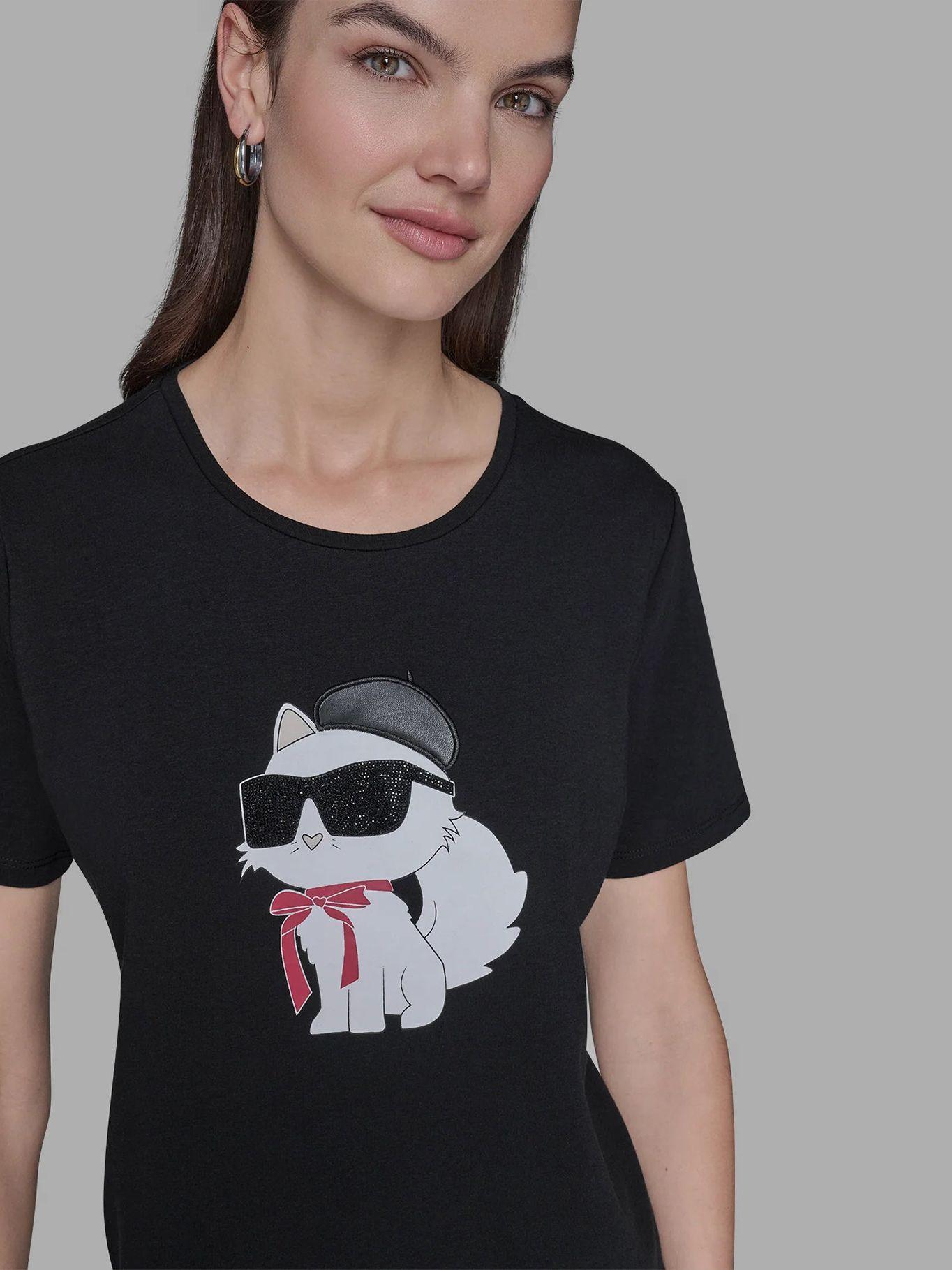 Polera estampado logo Choupette estilo parisino Negro-4