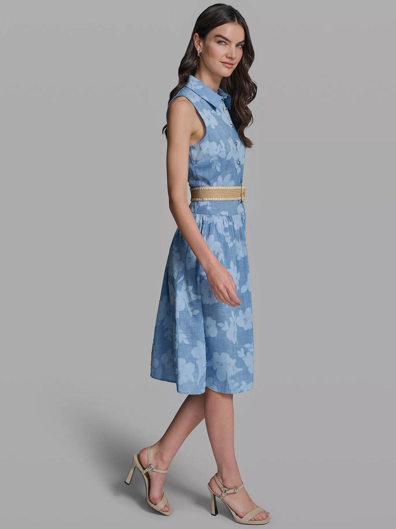 Vestido estampado cinturón Azul Karl Lagerfeld-2
