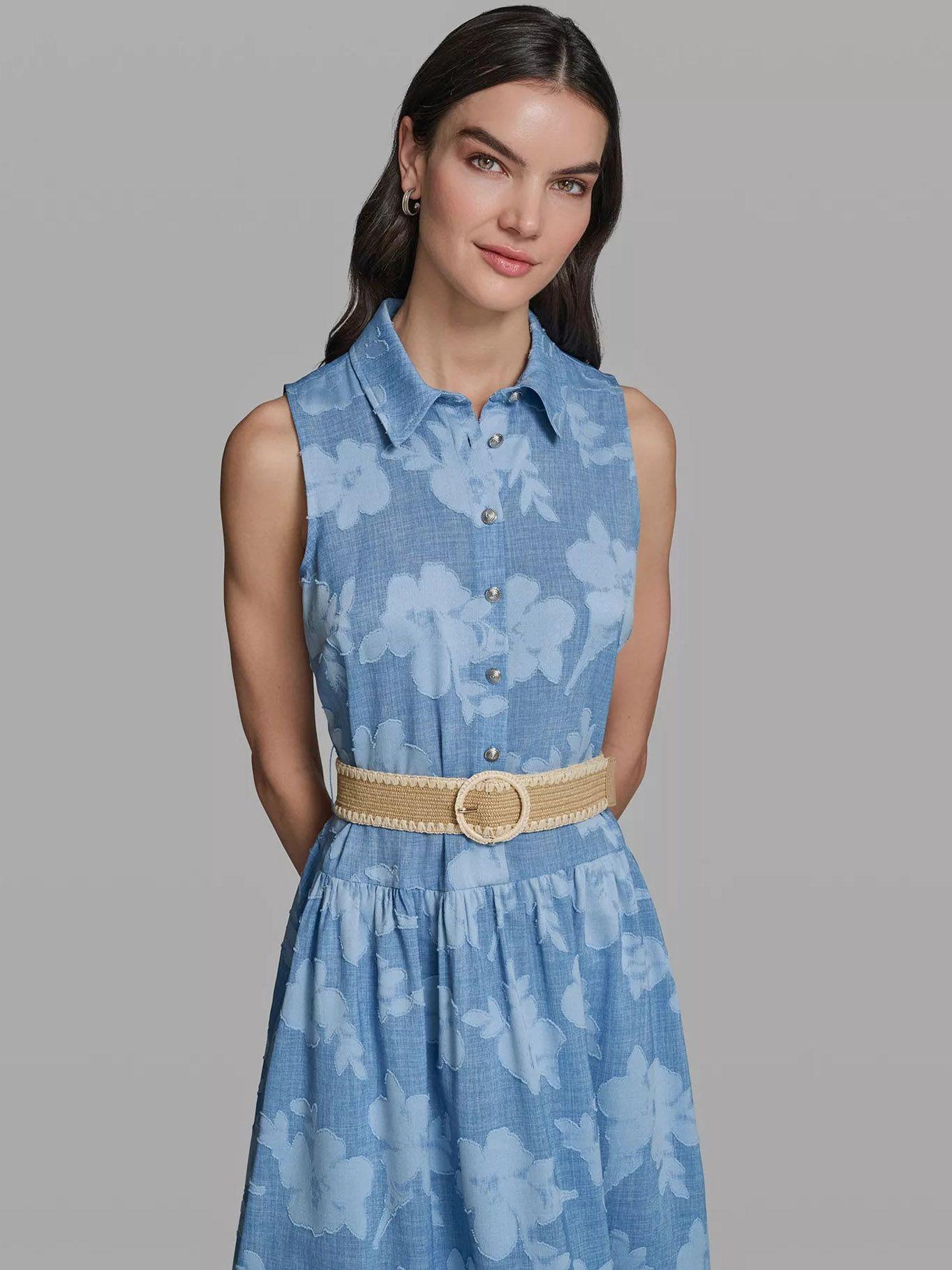 Vestido estampado cinturón Azul Karl Lagerfeld-3