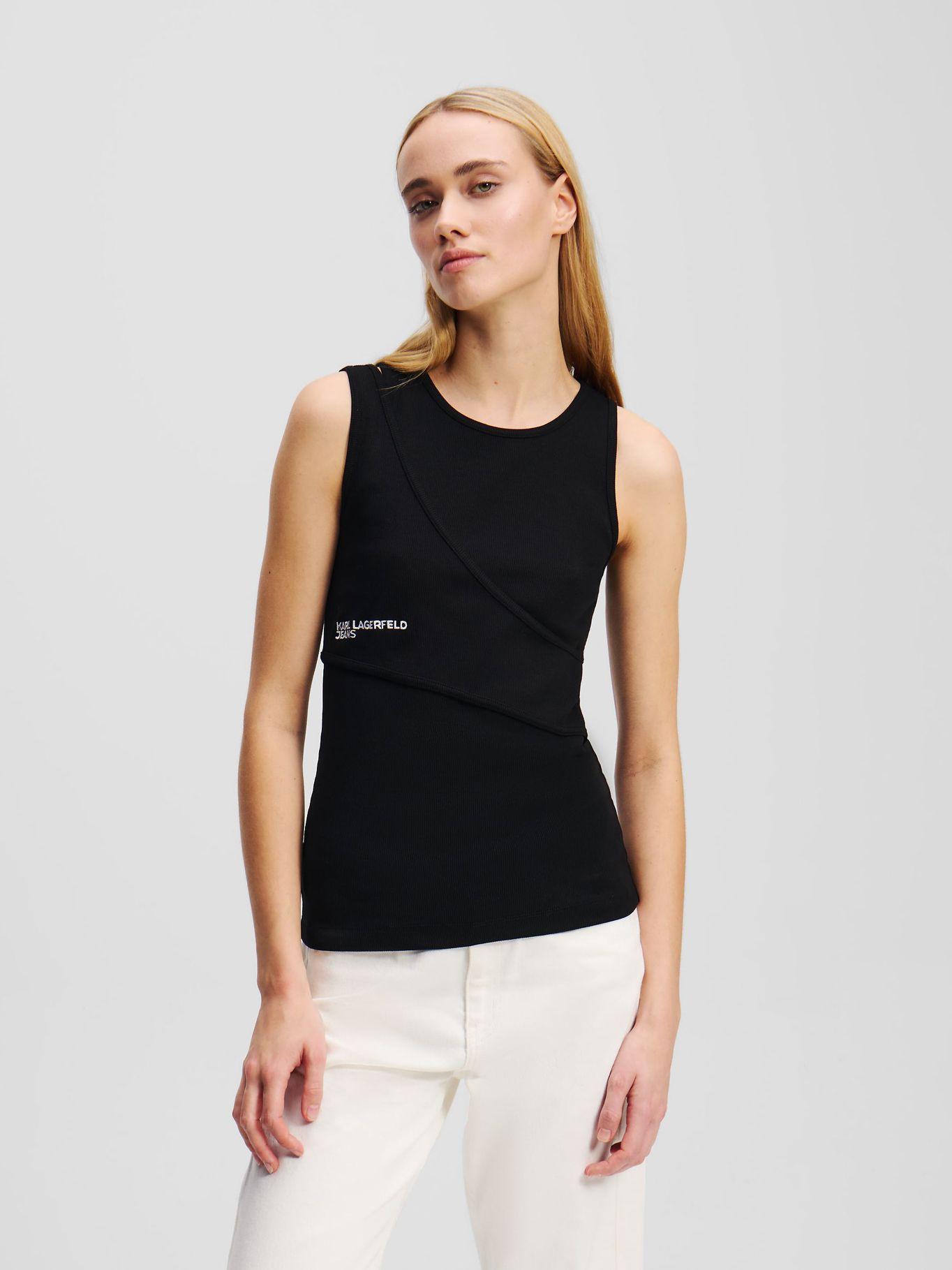 Polera acanalada sin mangas Negro Karl Lagerfeld-0