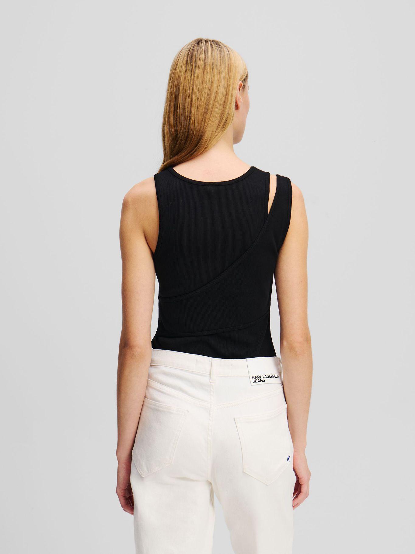 Polera acanalada sin mangas Negro Karl Lagerfeld-2