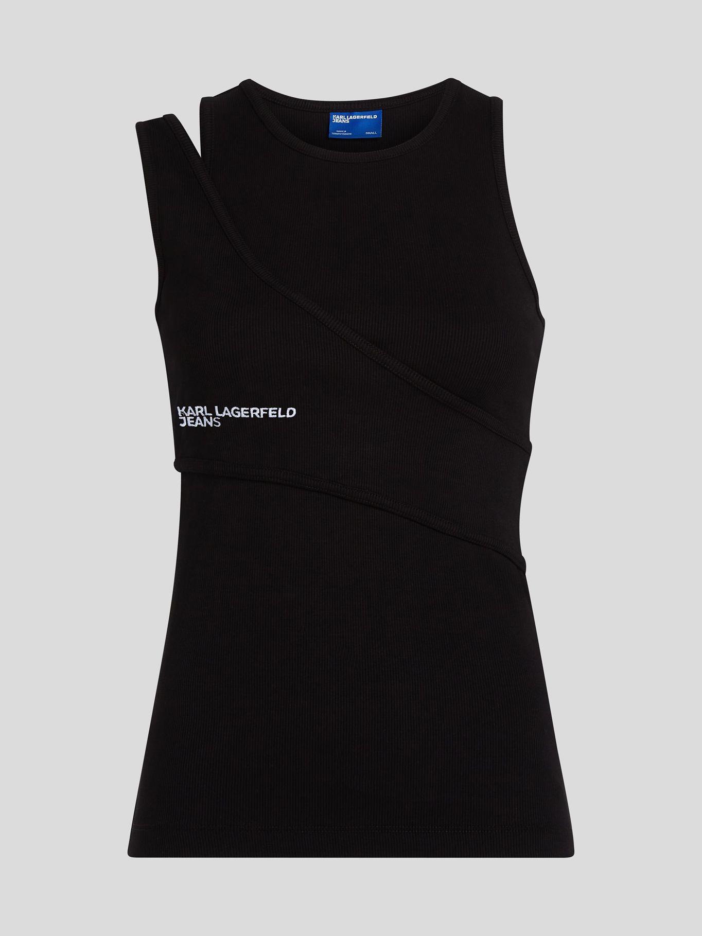 Polera acanalada sin mangas Negro Karl Lagerfeld-4