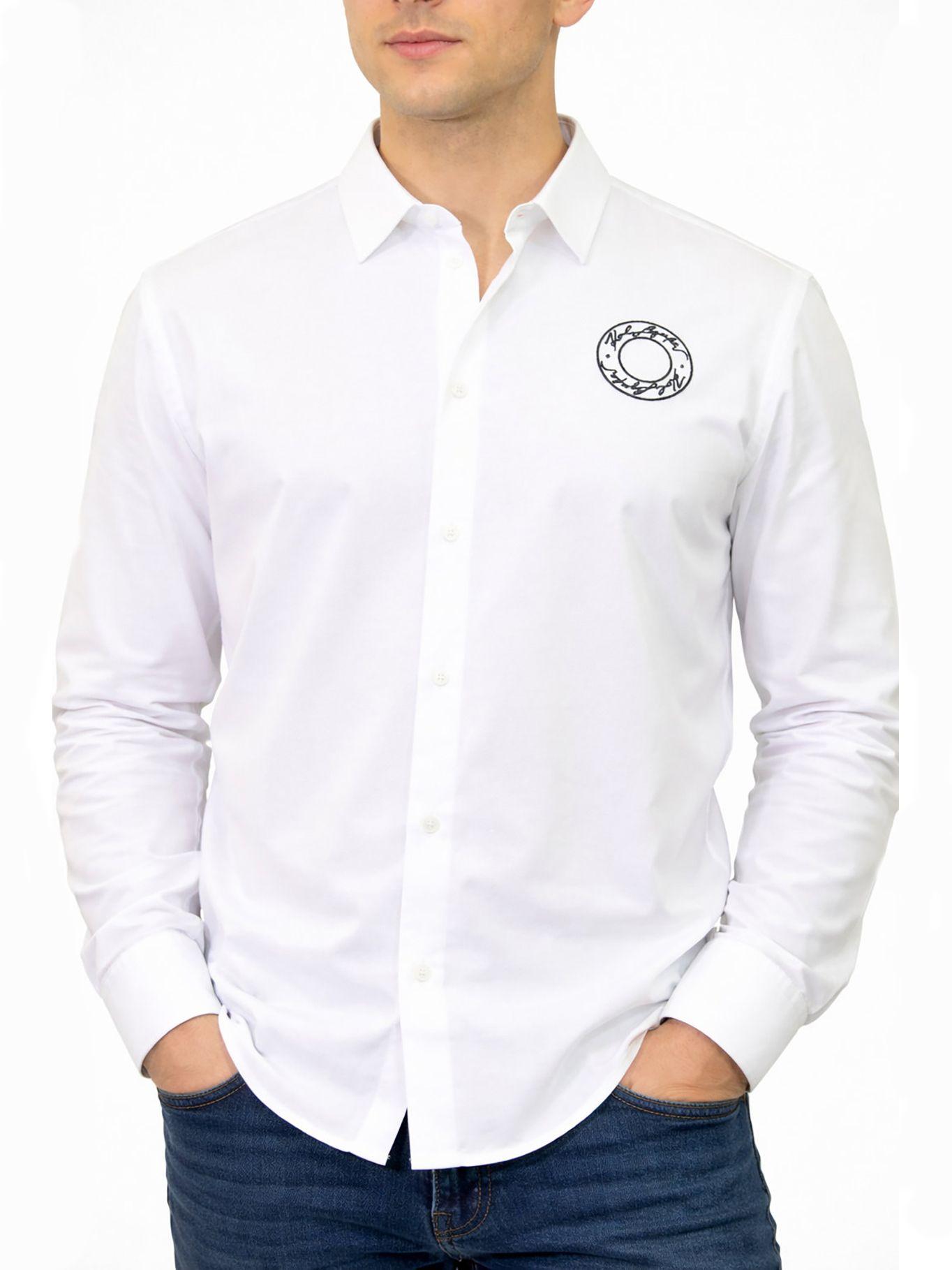 Camisa de manga larga con bordado luna Blanco Karl-3