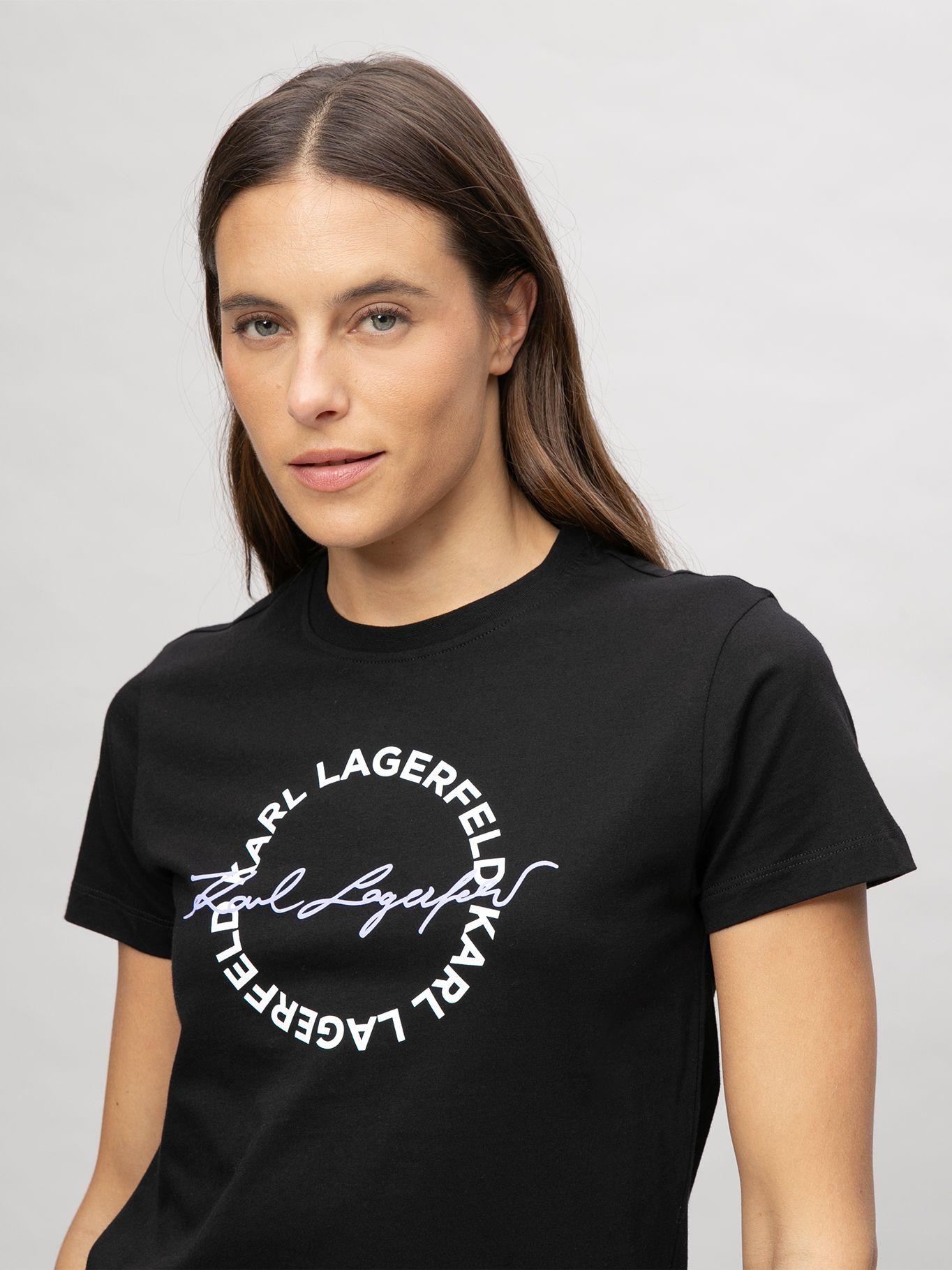 Polera cuello redondo estampado firma  Negro-3