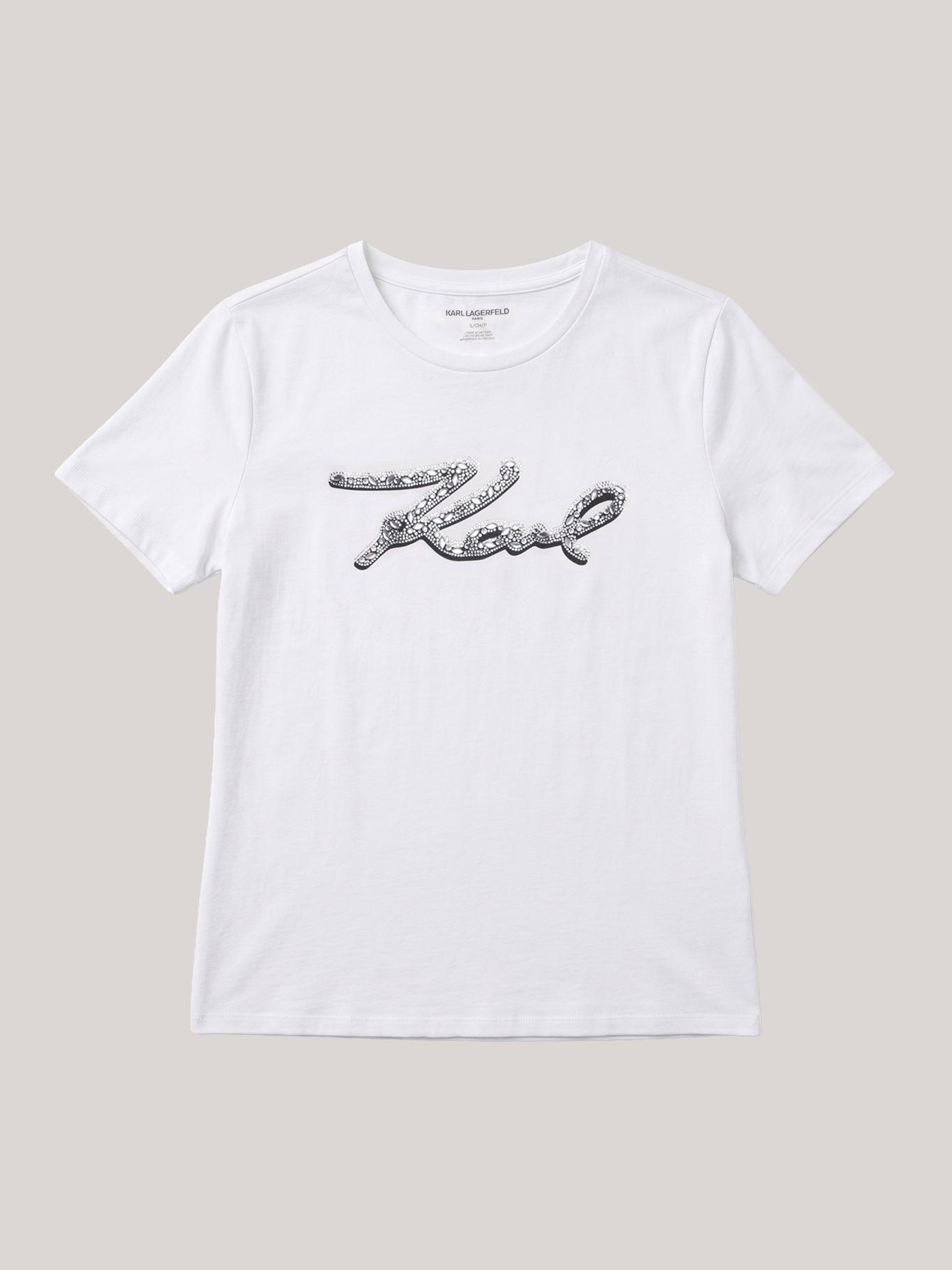 Polera con gráfico de firma de Karl Blanco Karl-4