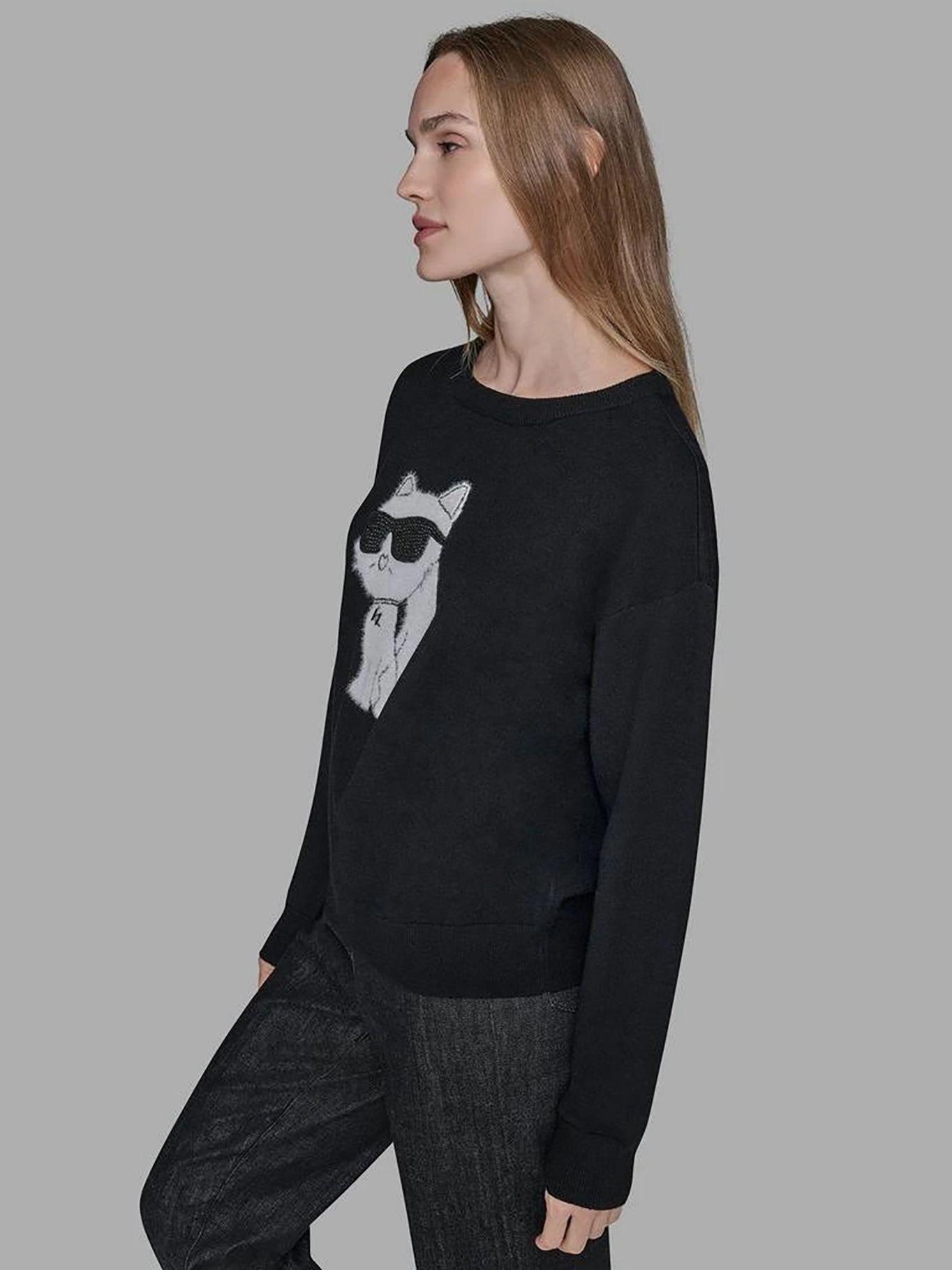 Sweater con motivo de Choupette con gafas Negro Karl-3