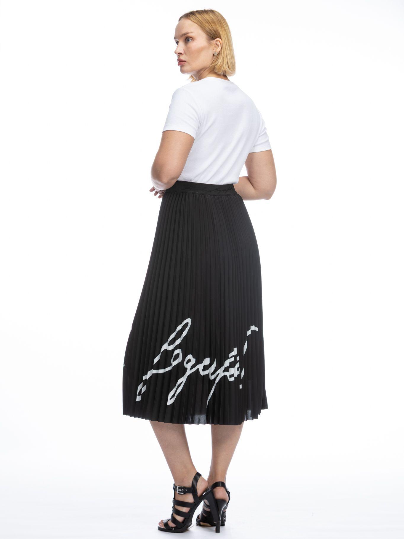 Falda plisada con logo Negro Karl Lagerfeld-2