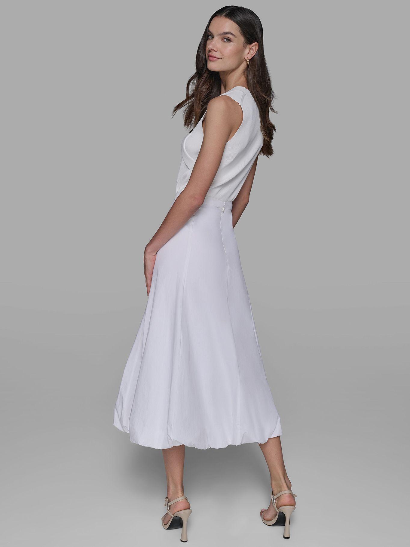 Falda midi con efecto globo Blanco Karl Lagerfeld-2