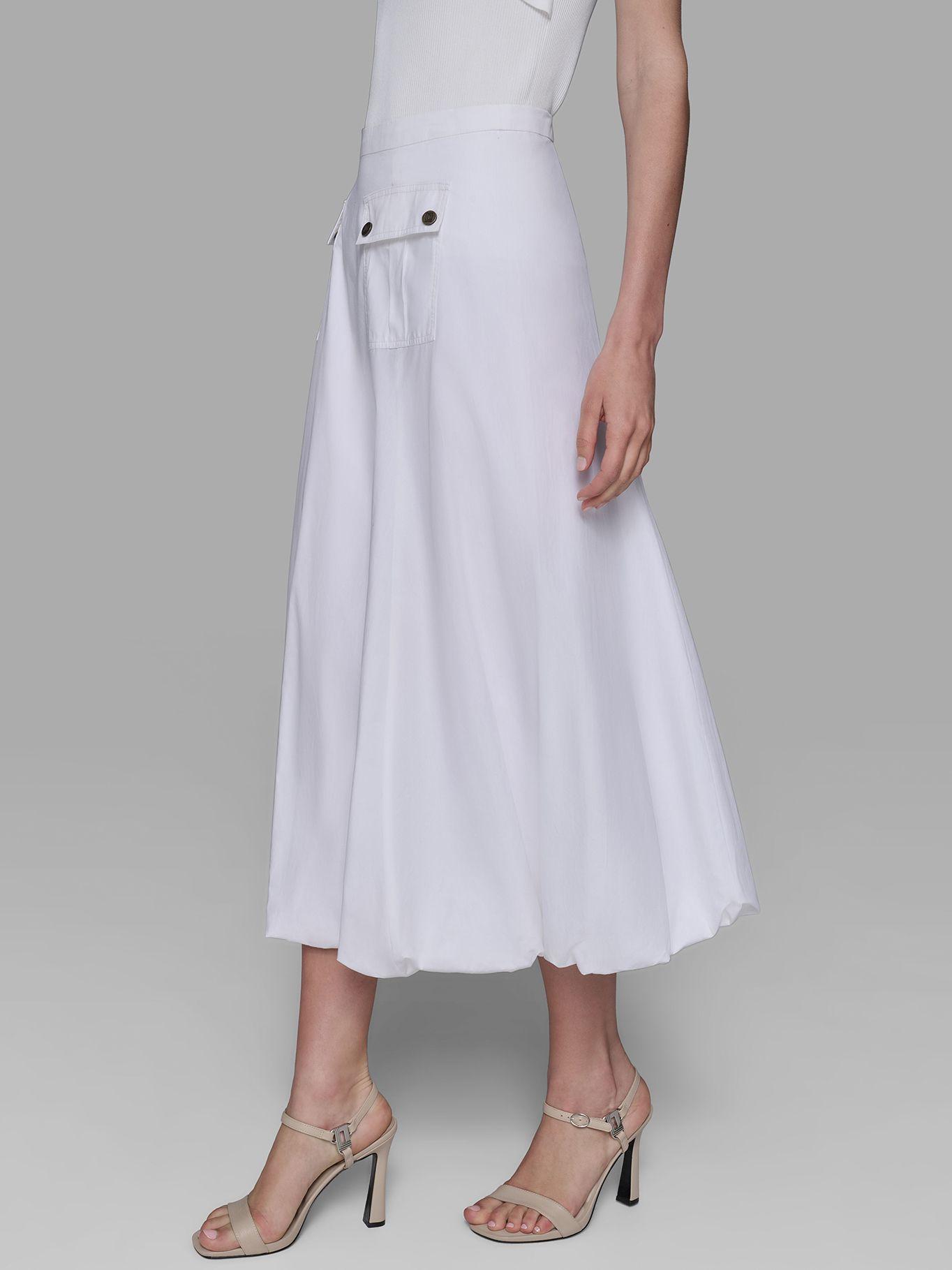 Falda midi con efecto globo Blanco Karl Lagerfeld-3