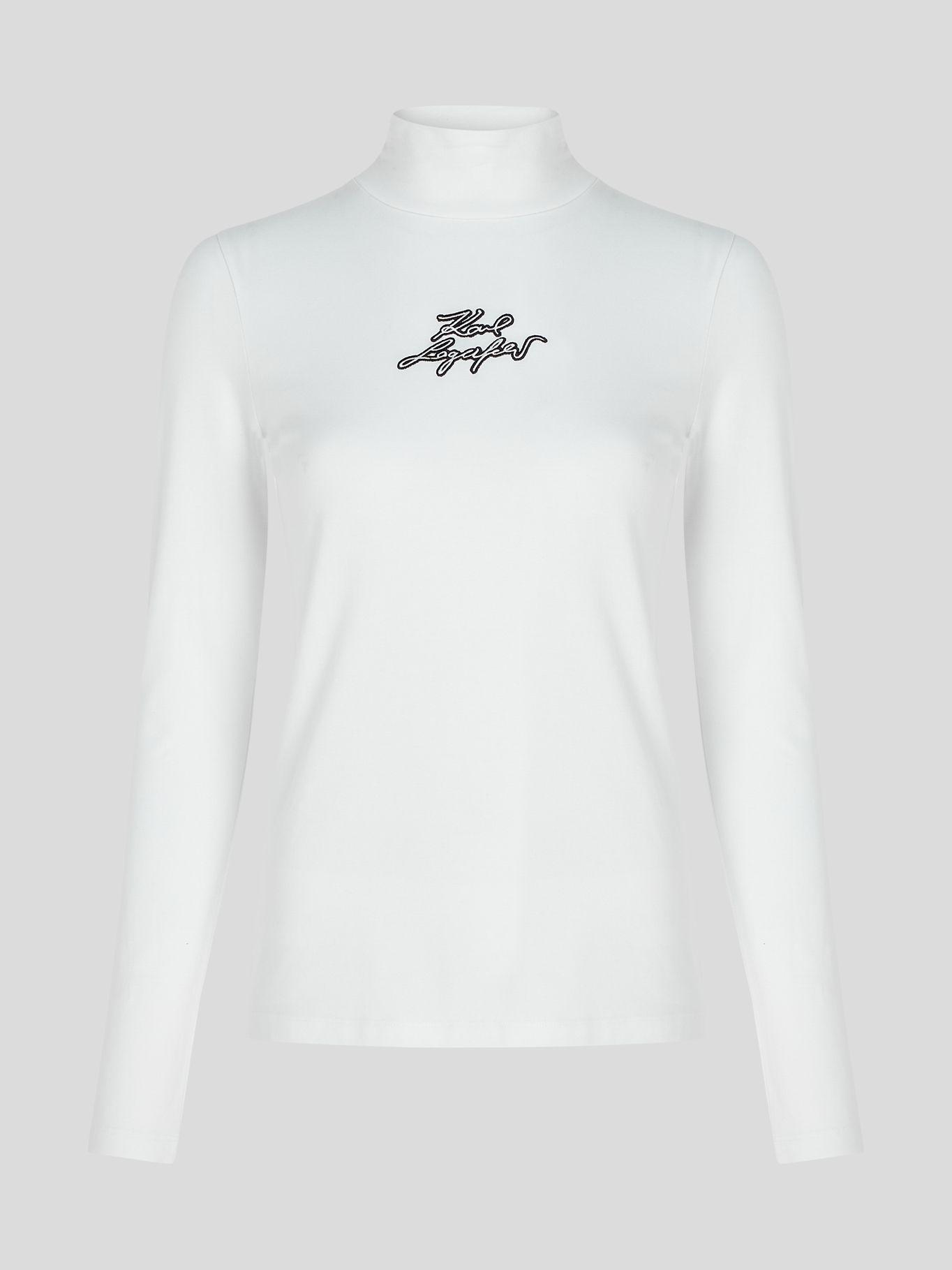 Polera cuello alto logo bordado Blanco Karl Lagerfeld-0