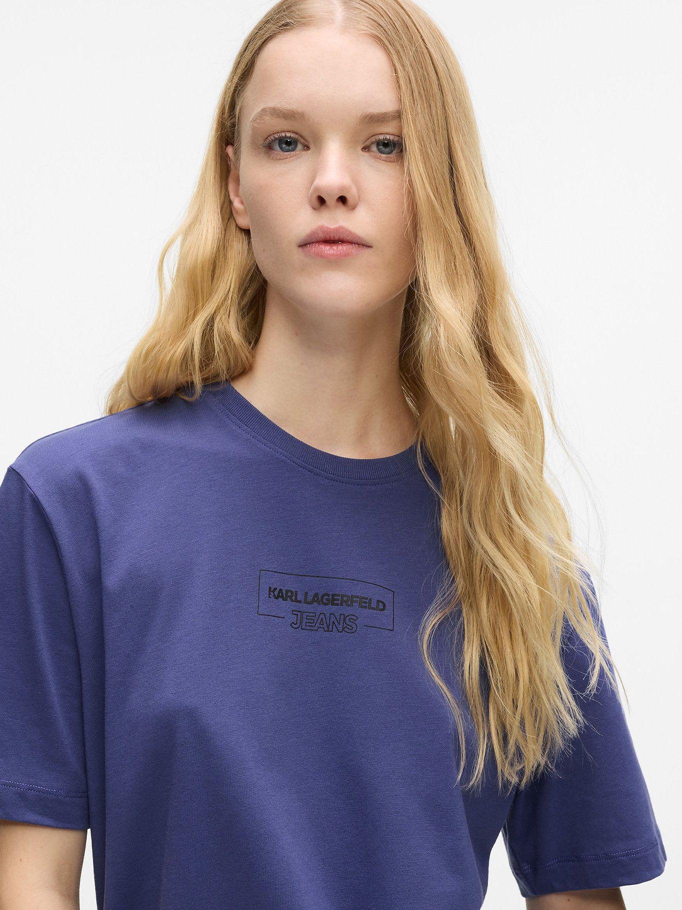 Polera regular con logo outline Morado Karl Lagerfeld-3