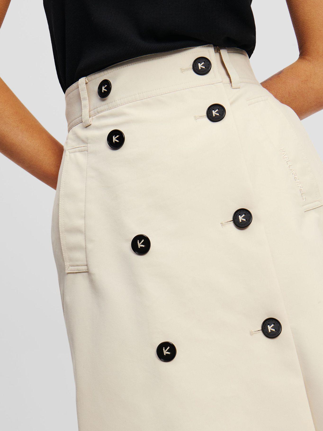 Falda trench de sarga de algodón Beige Karl Lagerfeld-1
