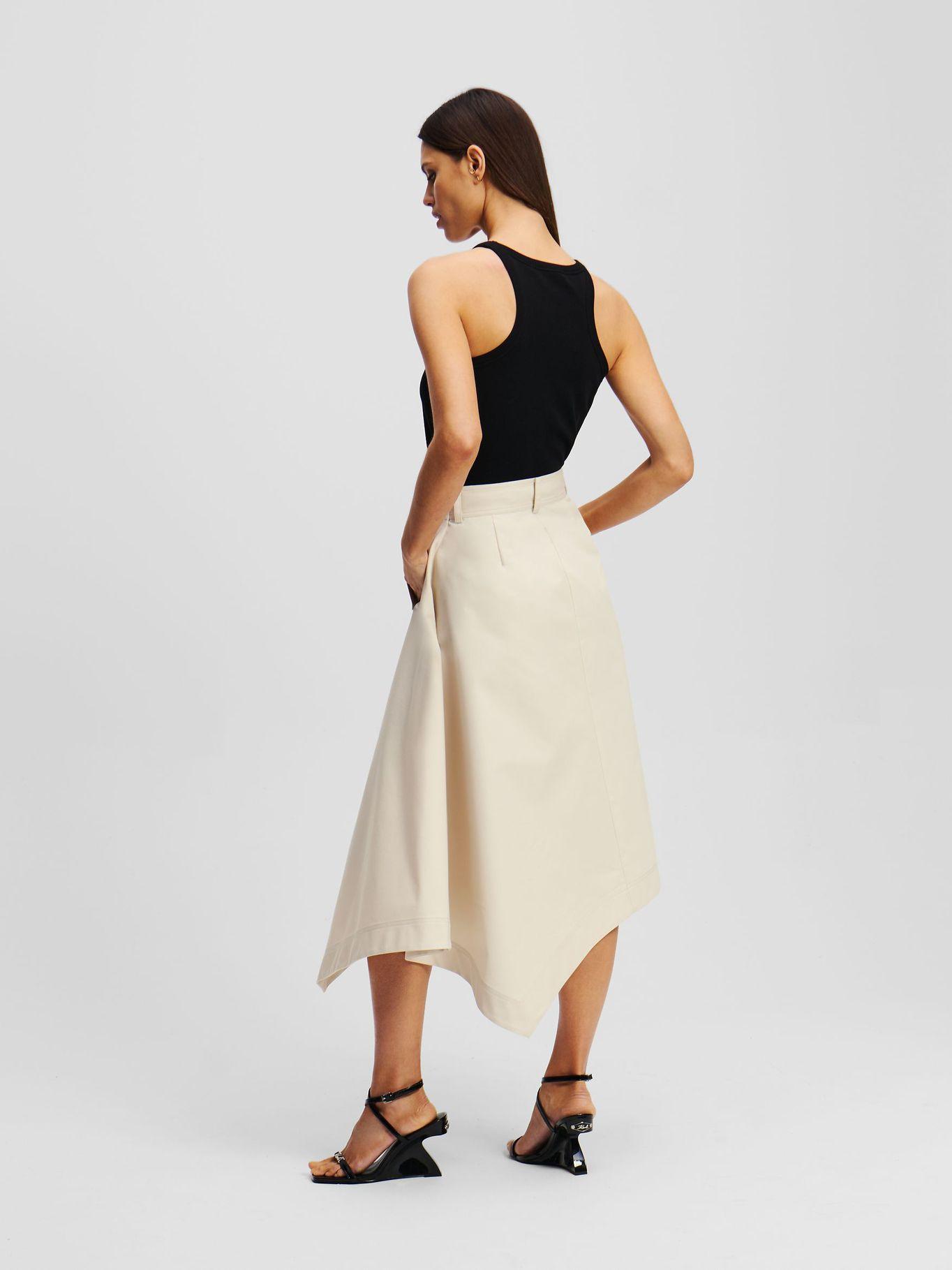 Falda trench de sarga de algodón Beige Karl Lagerfeld-2