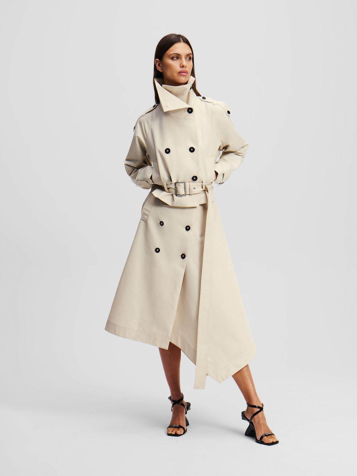 Falda trench de sarga de algodón Beige Karl Lagerfeld-3