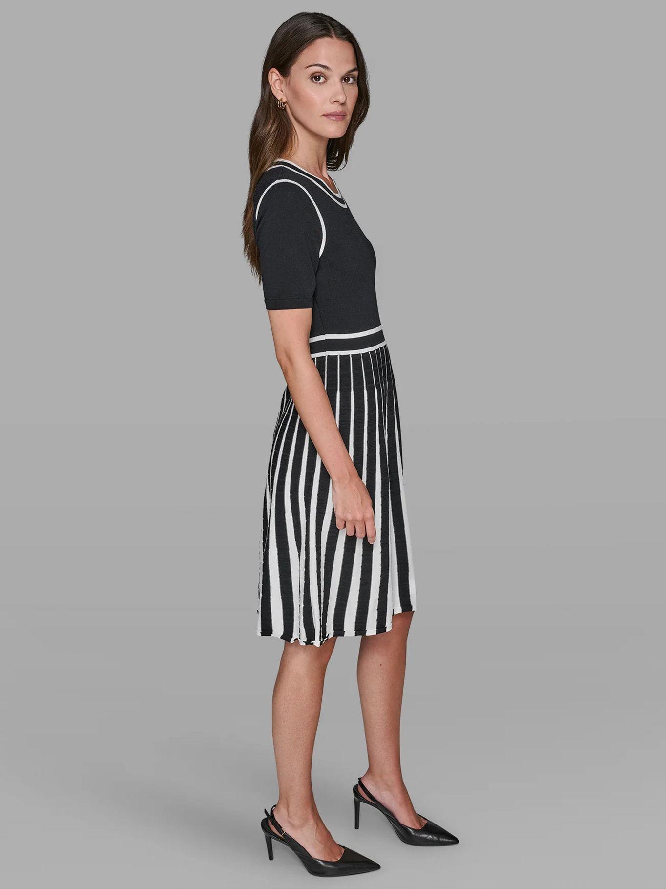 Vestido de punto con pliegues Negro Karl Lagerfeld-2