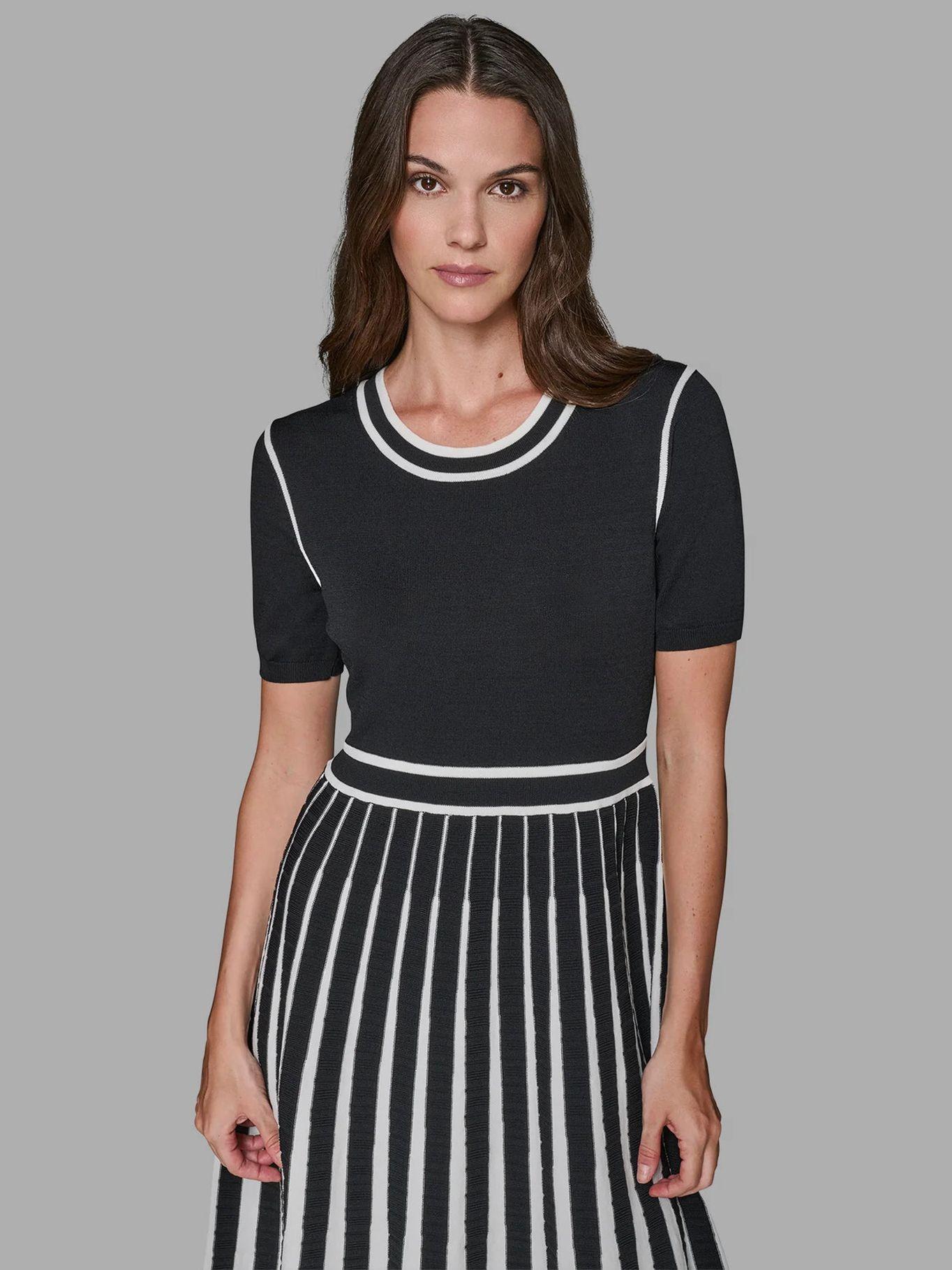 Vestido de punto con pliegues Negro Karl Lagerfeld-3