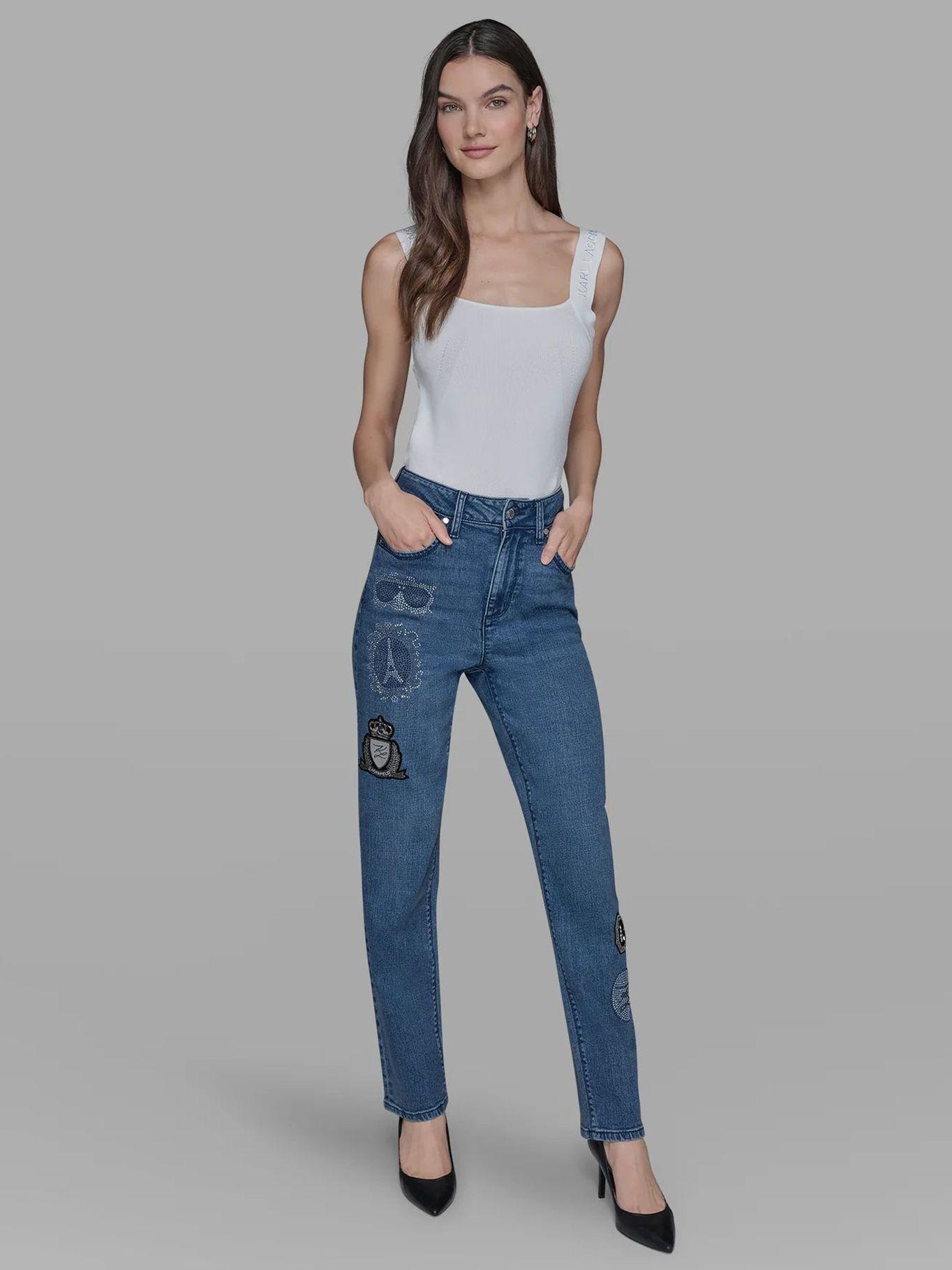 Jeans con diseño de parches Azul Karl Lagerfeld-1