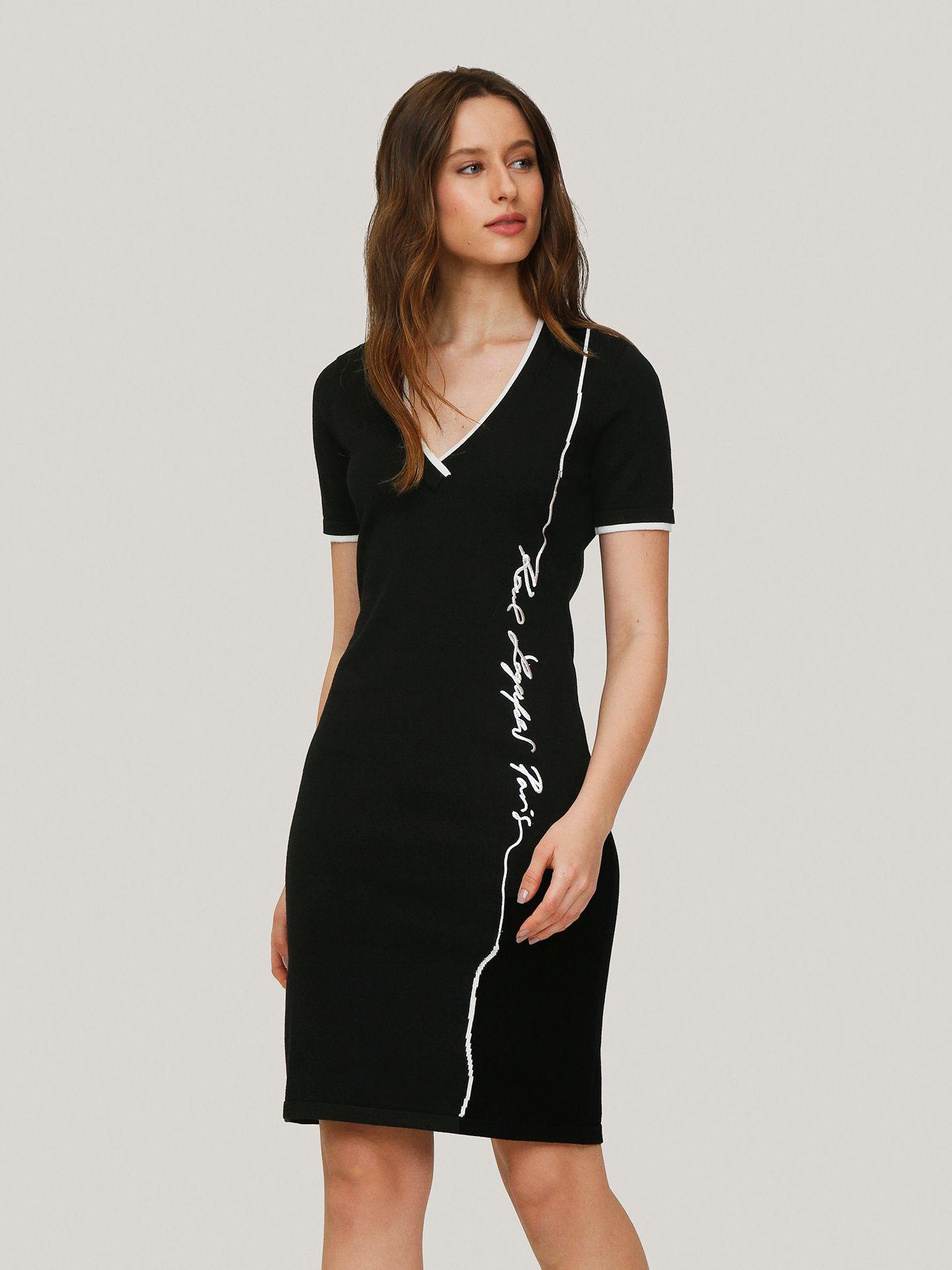 Vestido slim con cuello en v-0