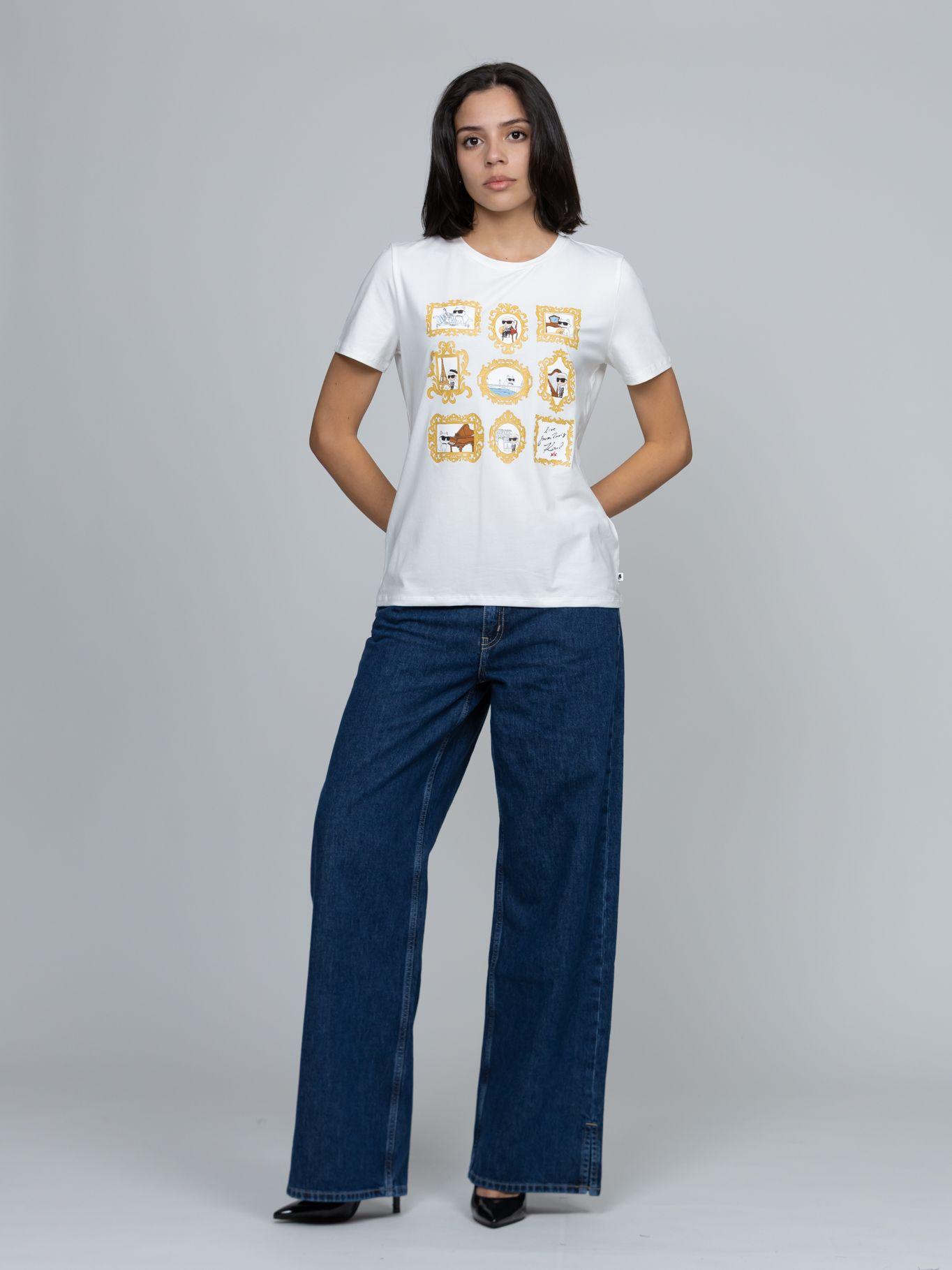 Polera con estampado gráfico de frames de Blanco-1