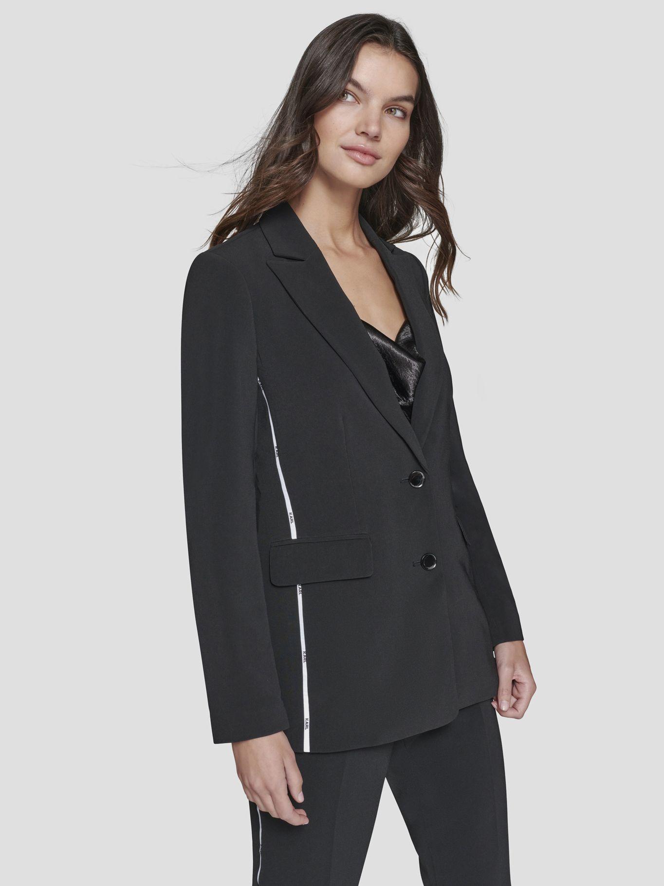 Blazer con ribetes en contraste-0