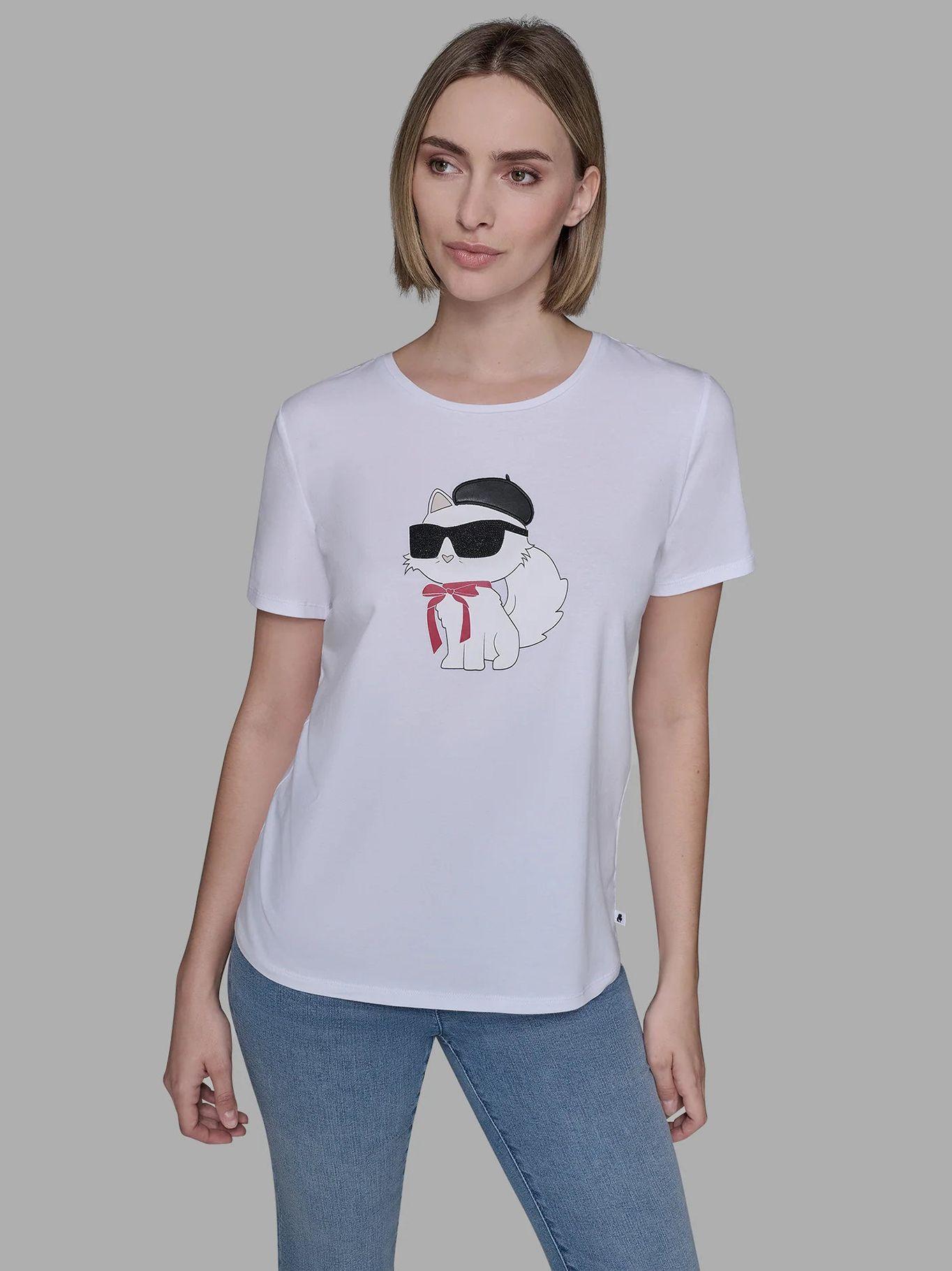 Polera estampado gráfico Choupette parisino Blanco-0