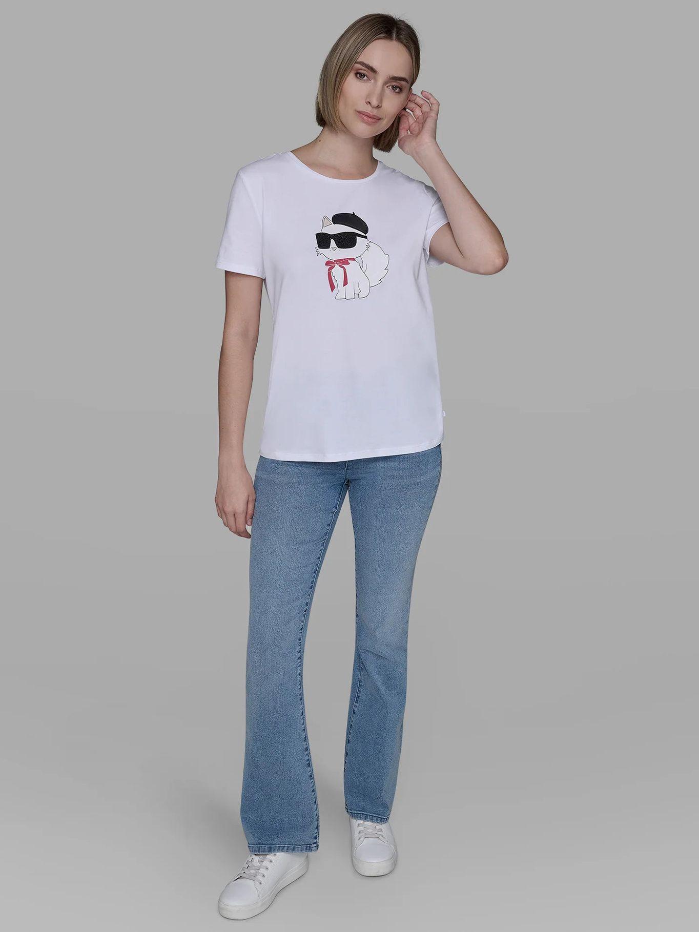 Polera estampado gráfico Choupette parisino Blanco-1