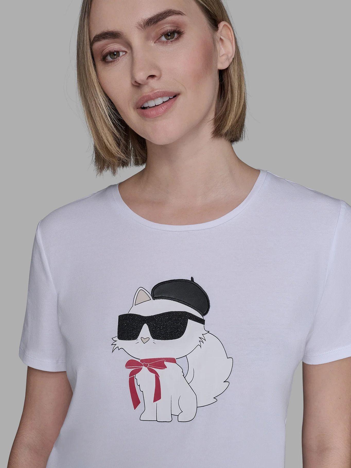 Polera estampado gráfico Choupette parisino Blanco-4