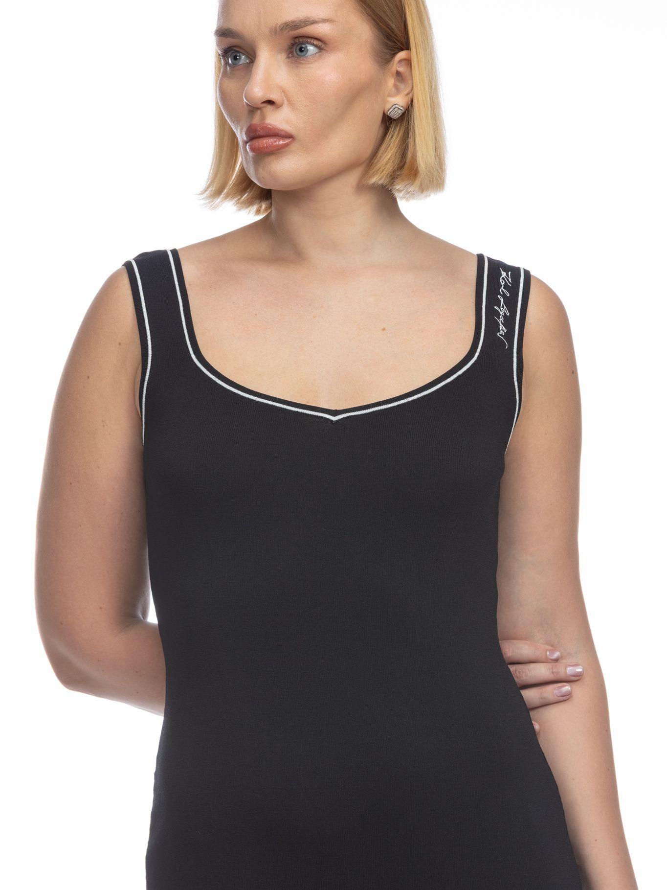 Vestido de punto con logo Negro Karl Lagerfeld-3