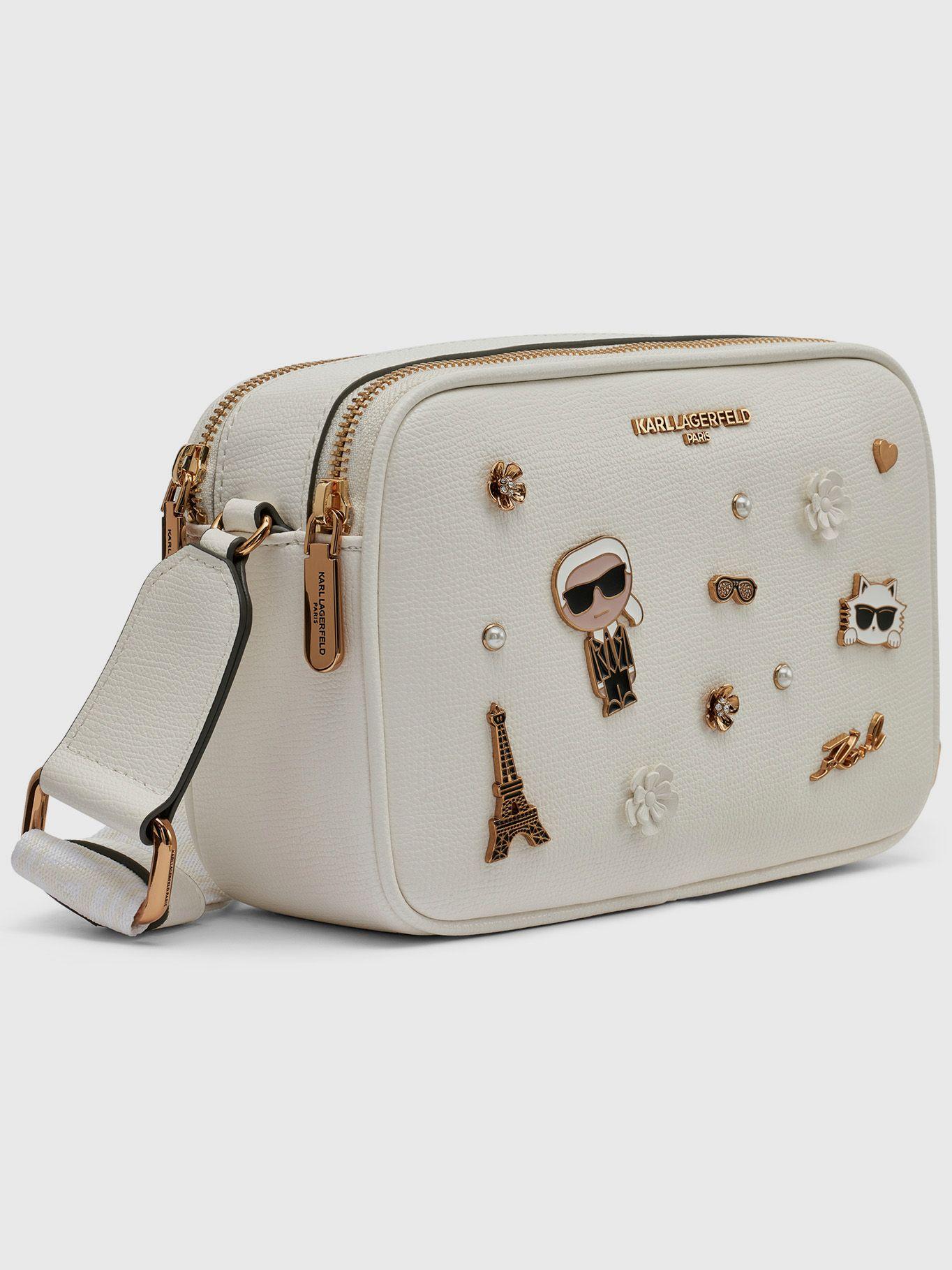 Cartera cruzada y pin - Maybelle Blanco Karl Lagerfeld-4