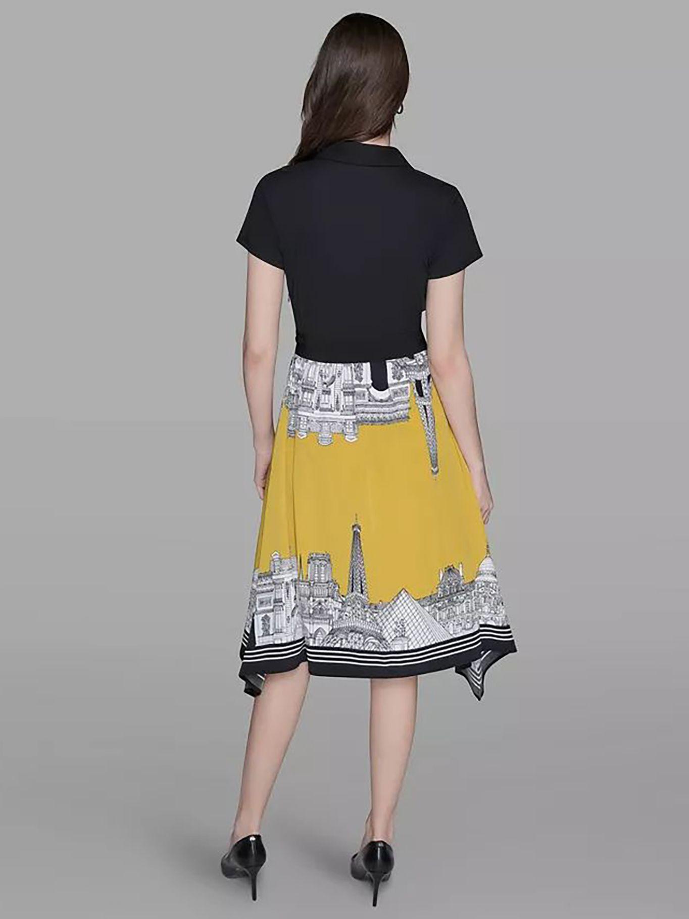 Vestido midi estampado con lazada Negro Karl Lagerfeld-2