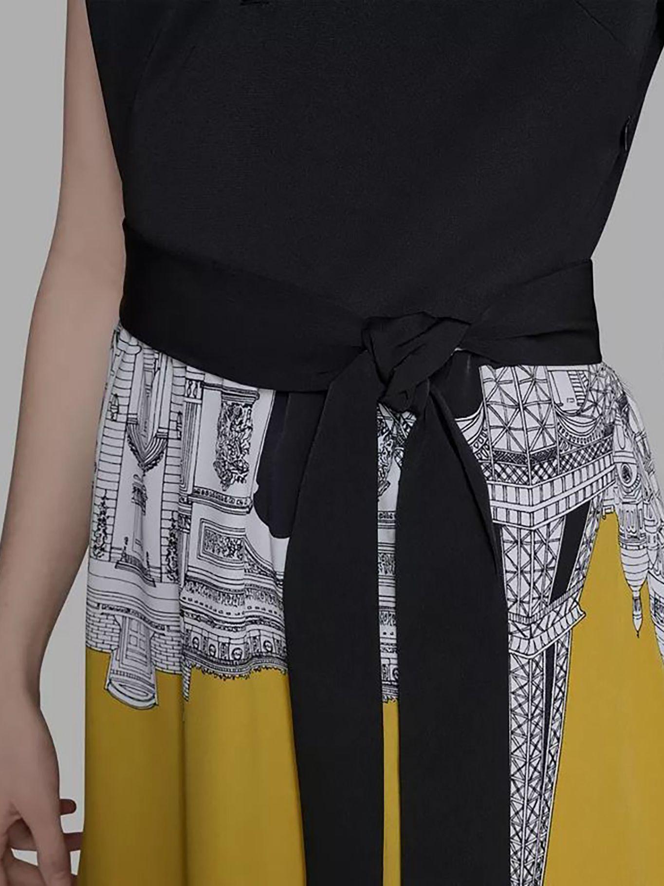 Vestido midi estampado con lazada Negro Karl Lagerfeld-4