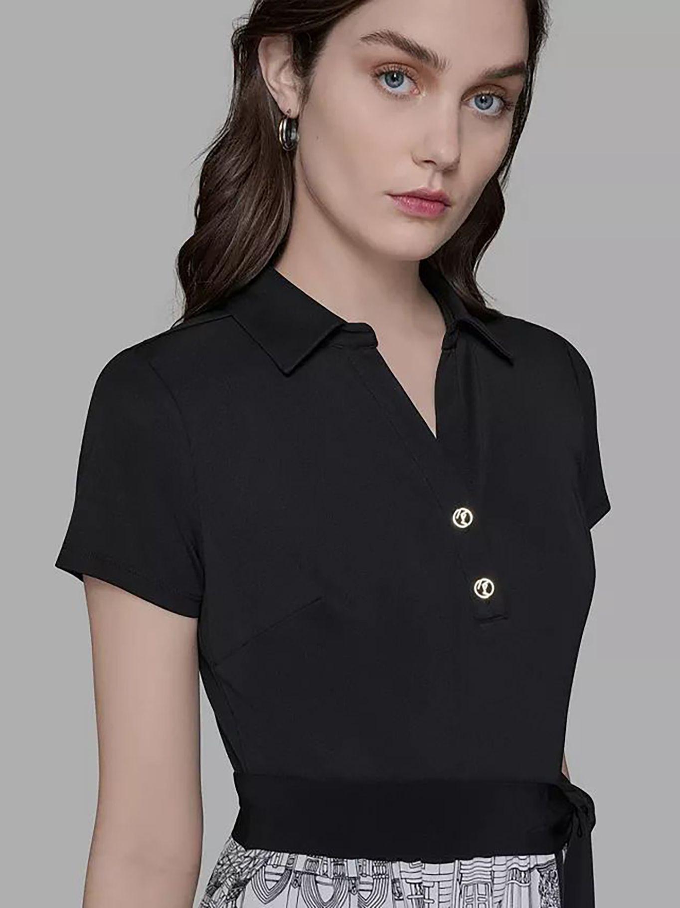 Vestido midi estampado con lazada Negro Karl Lagerfeld-5