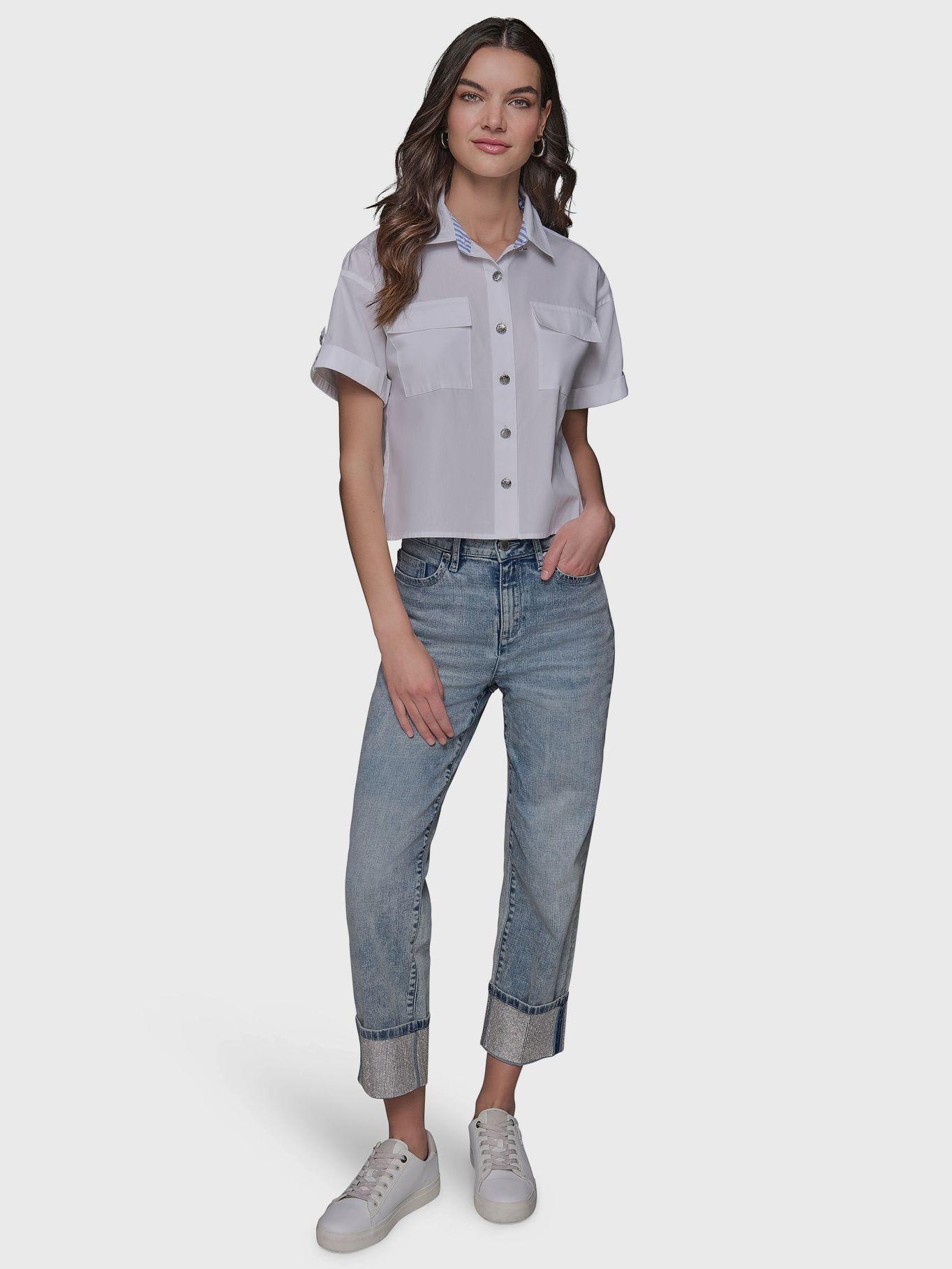 Camisa crop de popelina Blanco Karl Lagerfeld-1