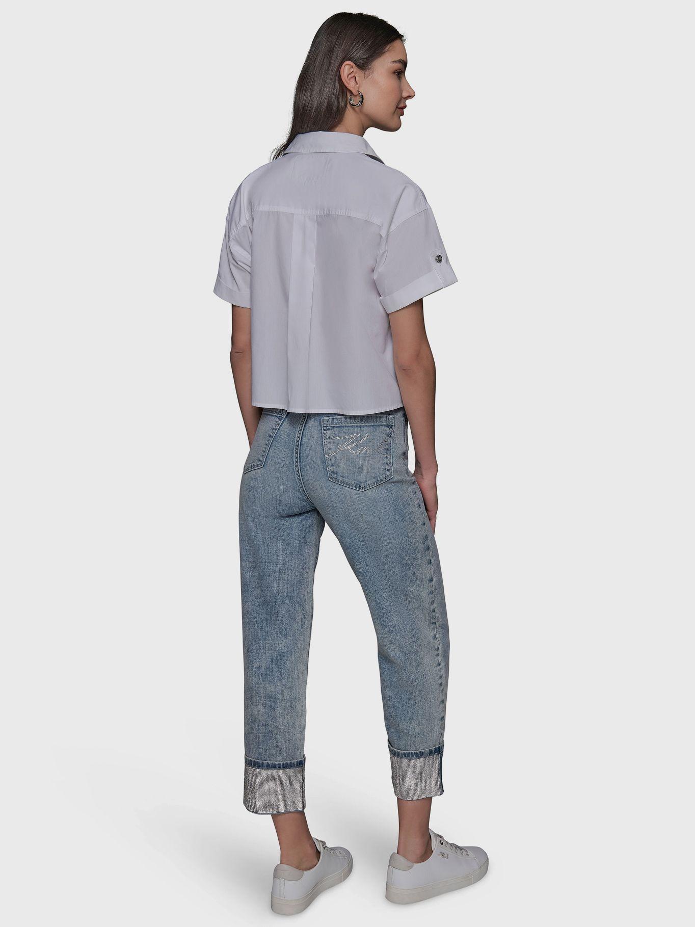 Camisa crop de popelina Blanco Karl Lagerfeld-2