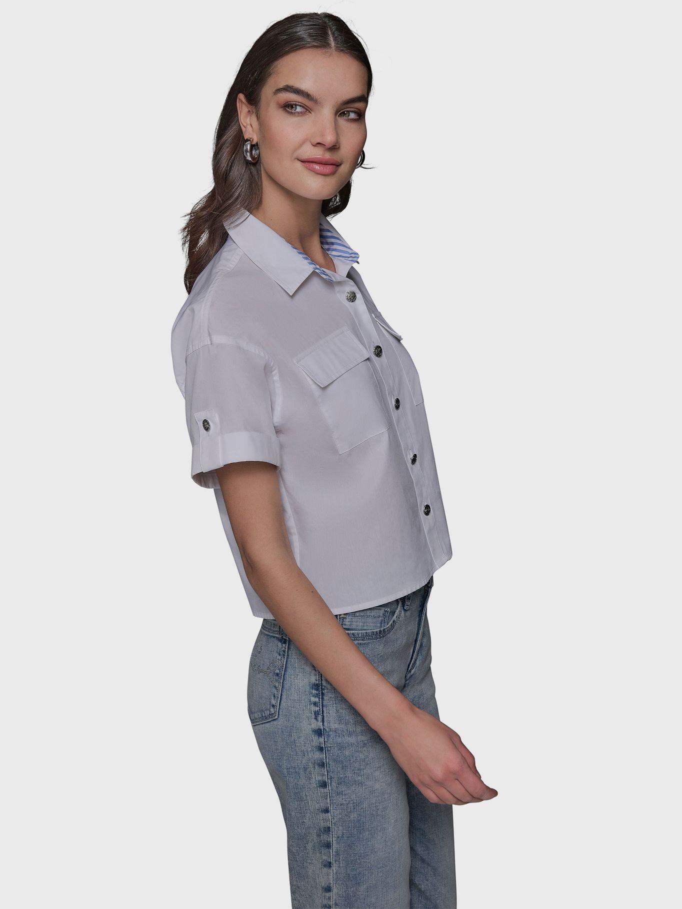 Camisa crop de popelina Blanco Karl Lagerfeld-5