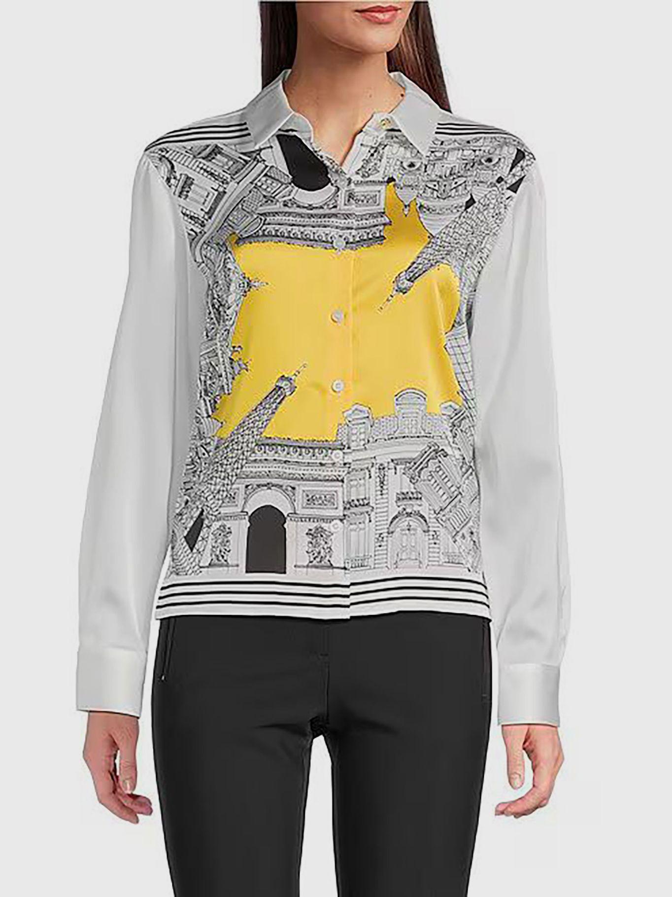 Camisa manga larga estampado frontal ciudad Blanco-0