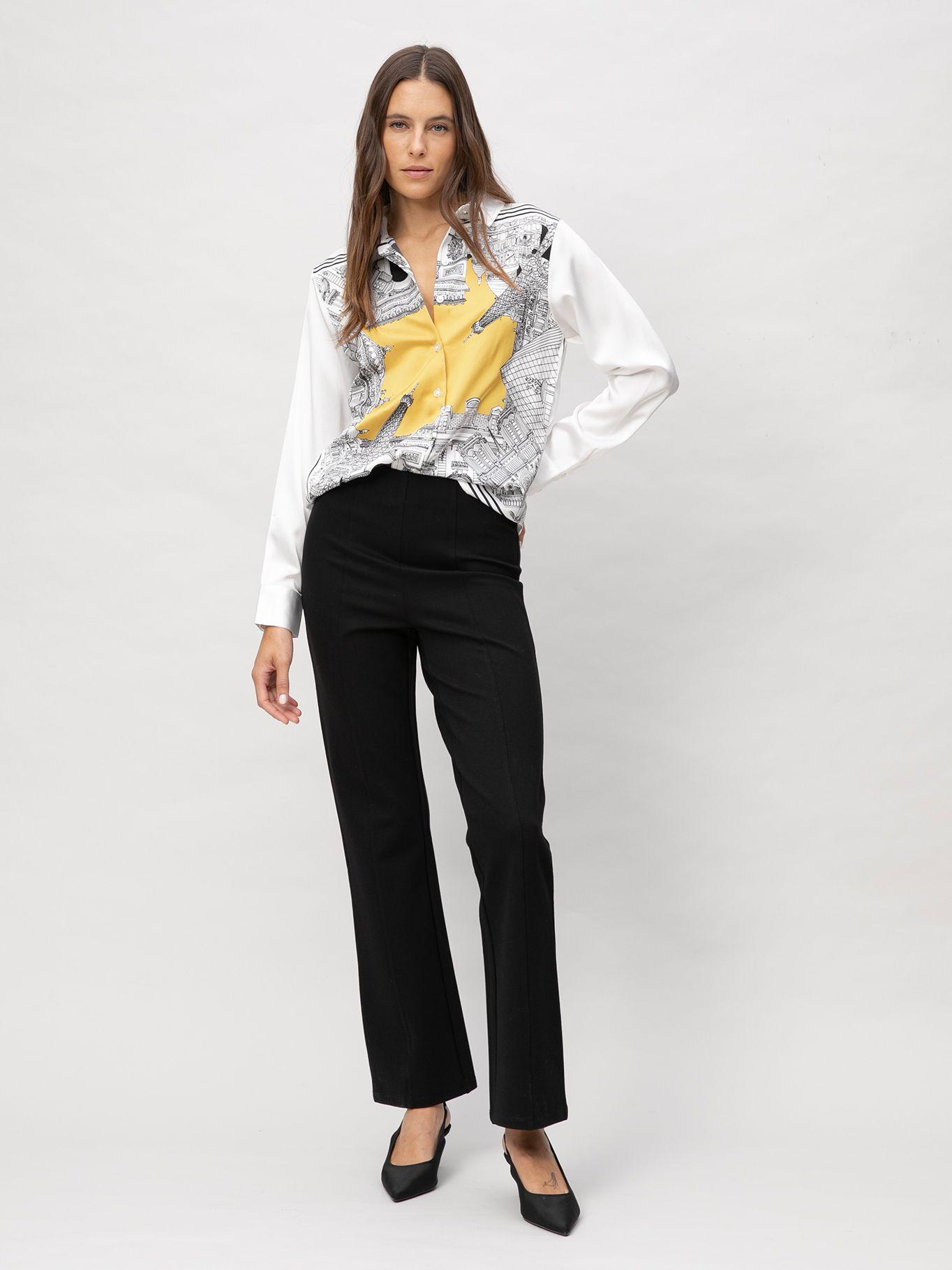 Camisa manga larga estampado frontal ciudad Blanco-1