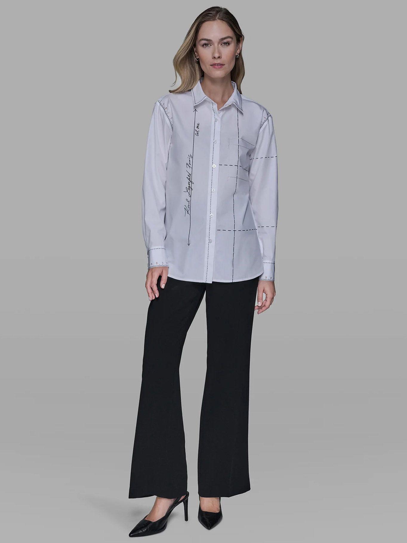 Camisa con gráficos de sastrería Blanco Karl Lagerfeld-1