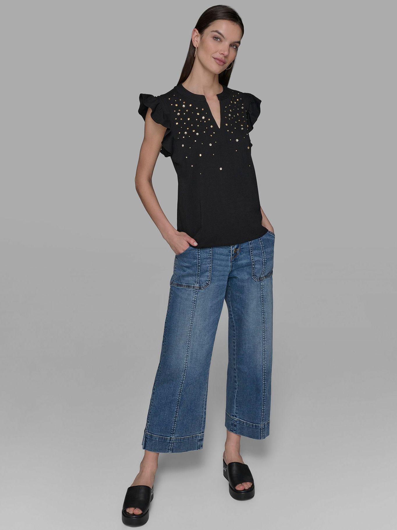 Top mangas flutter detalle hot fix Negro Karl Lagerfeld-1