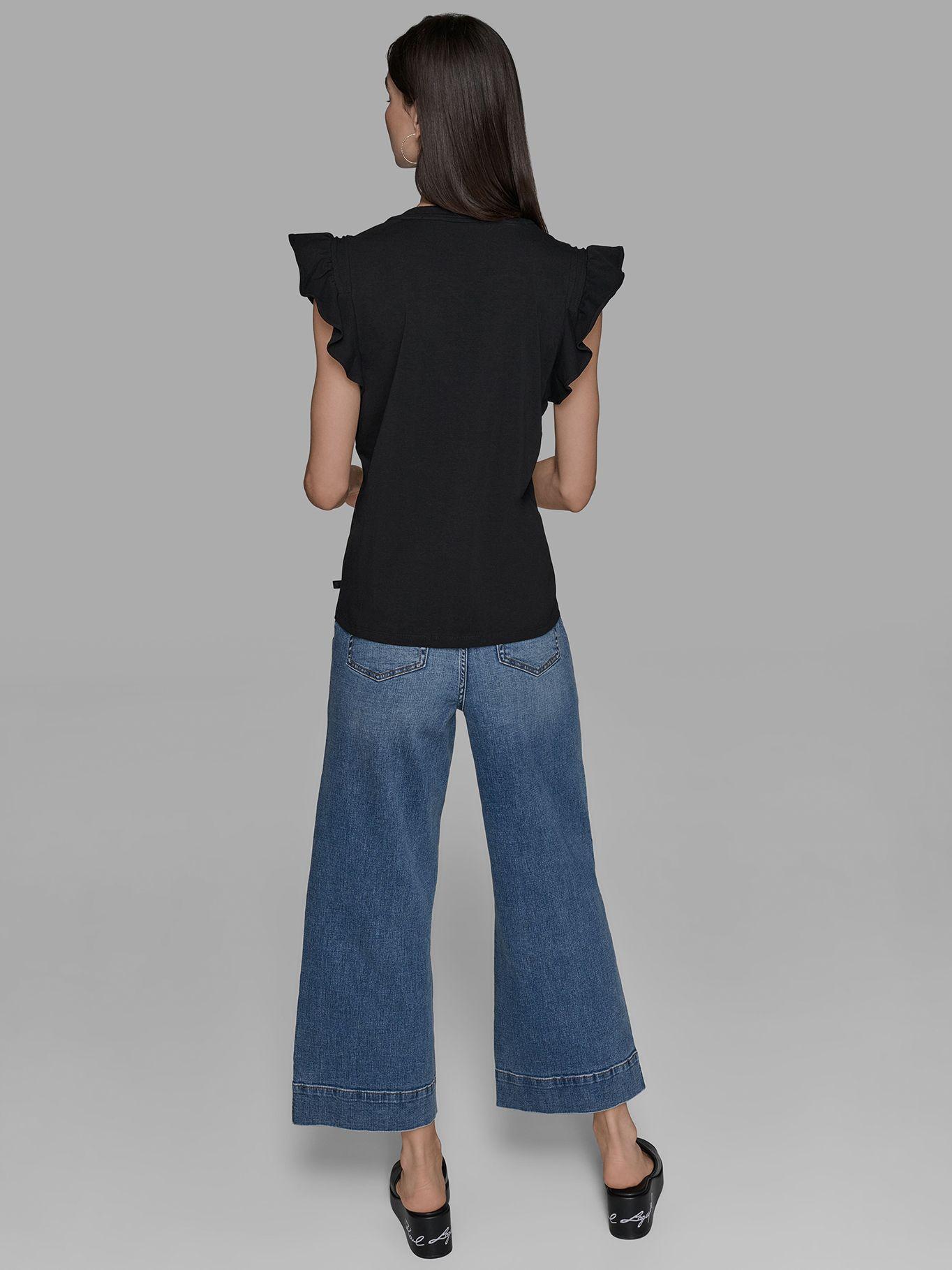 Top mangas flutter detalle hot fix Negro Karl Lagerfeld-2