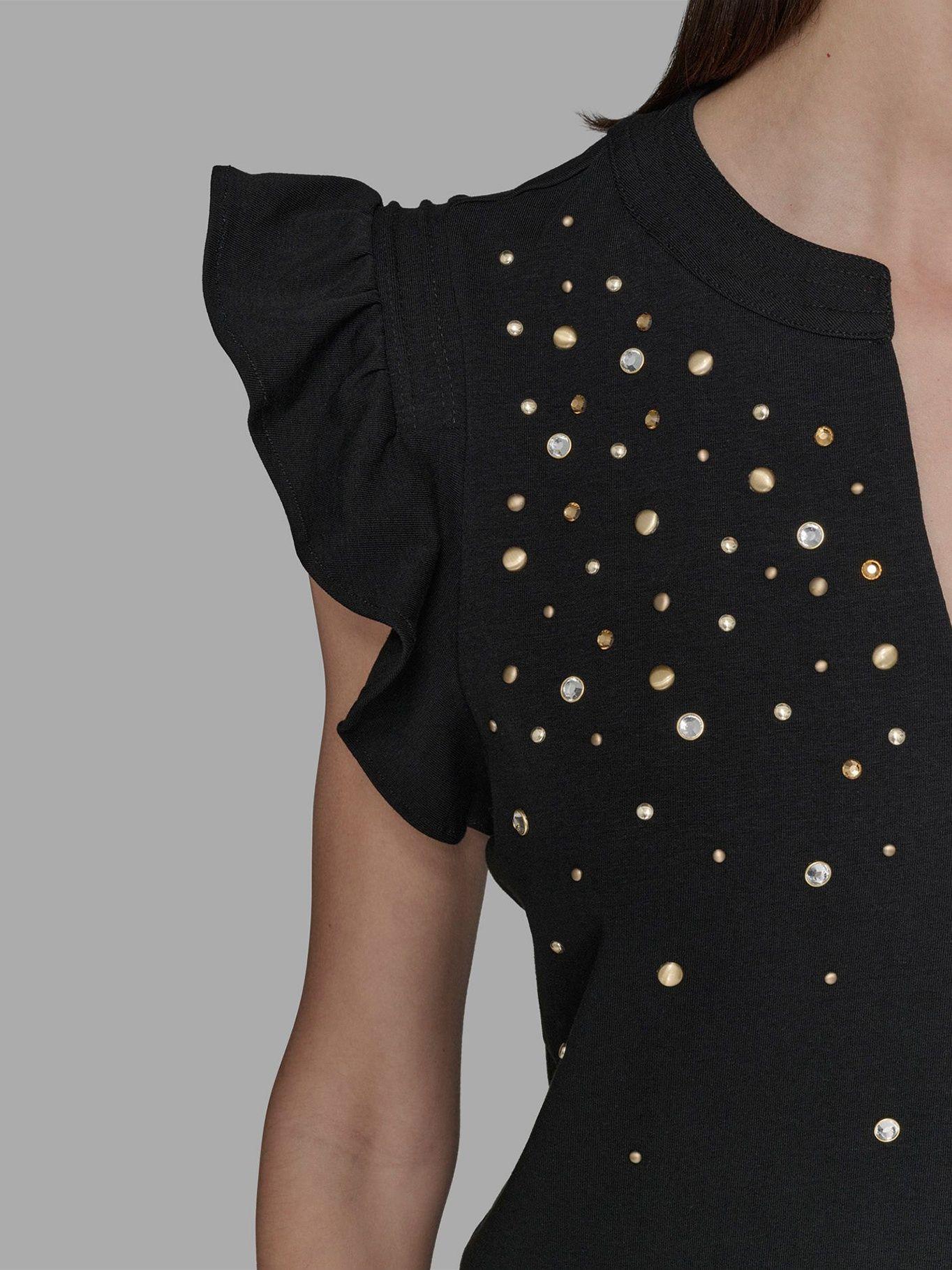 Top mangas flutter detalle hot fix Negro Karl Lagerfeld-5